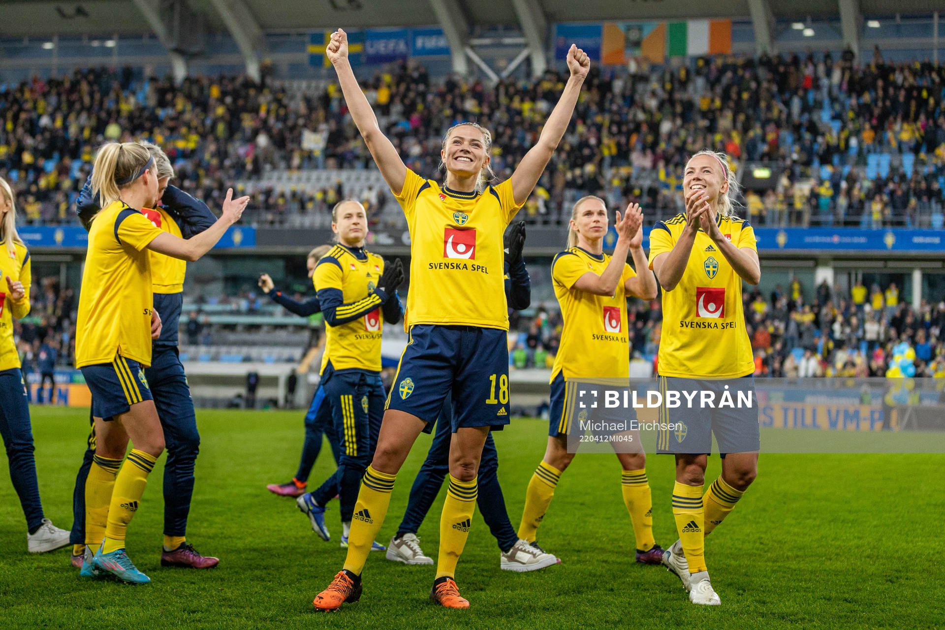 Fridolina Rolfö and Hanna Glas of Sweden celebrate