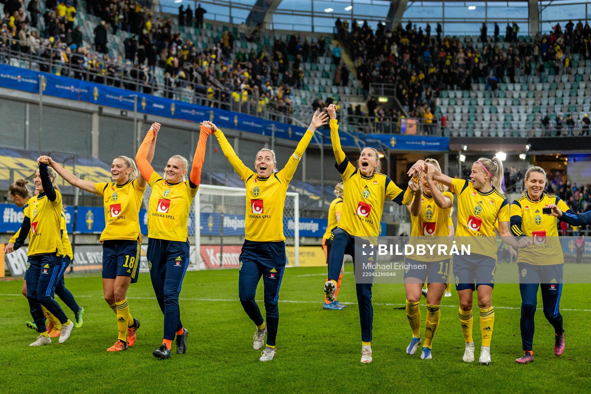 Players of Sweden celebrate