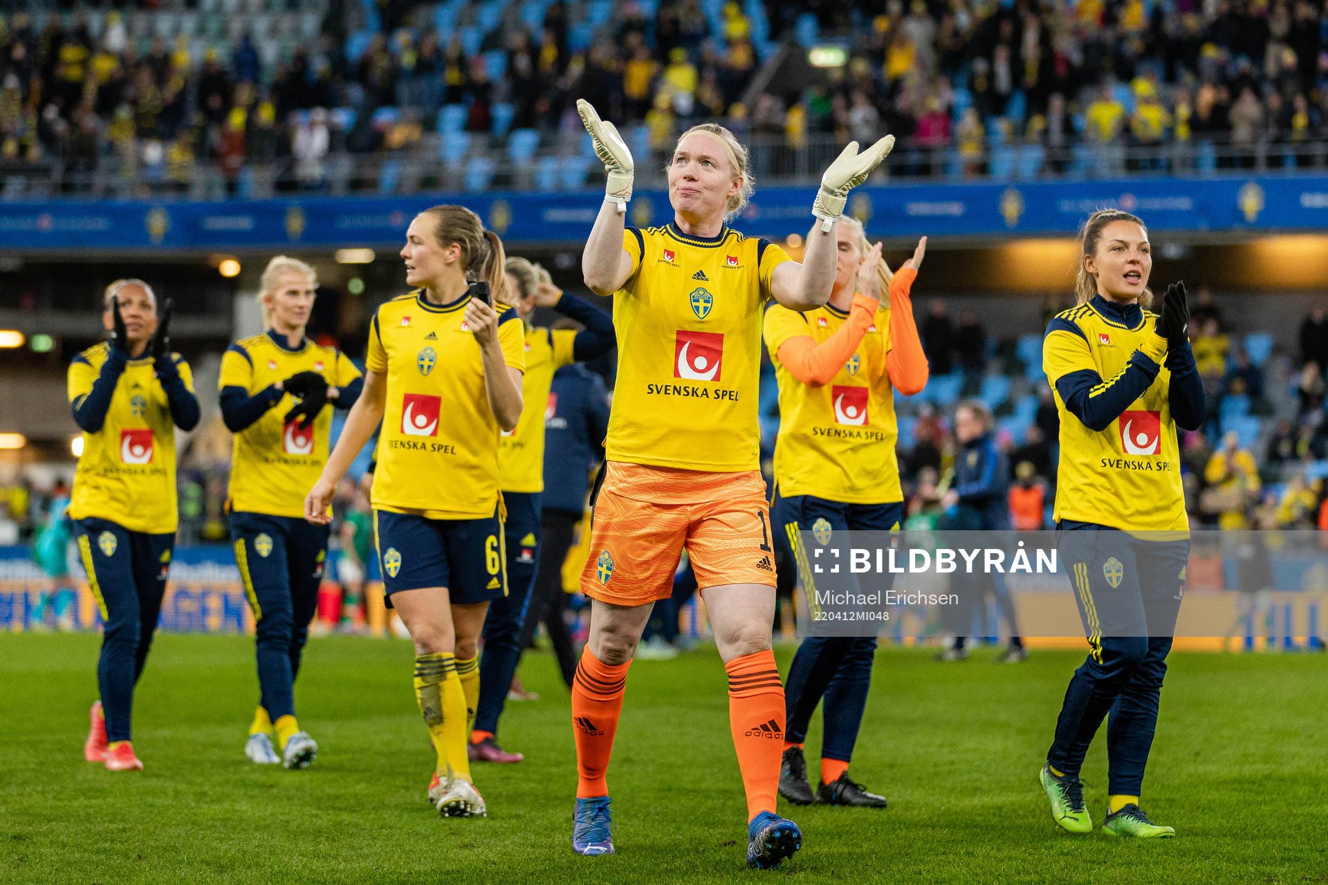 Goalkeeper Hedvig Lindahl of Sweden celebrates