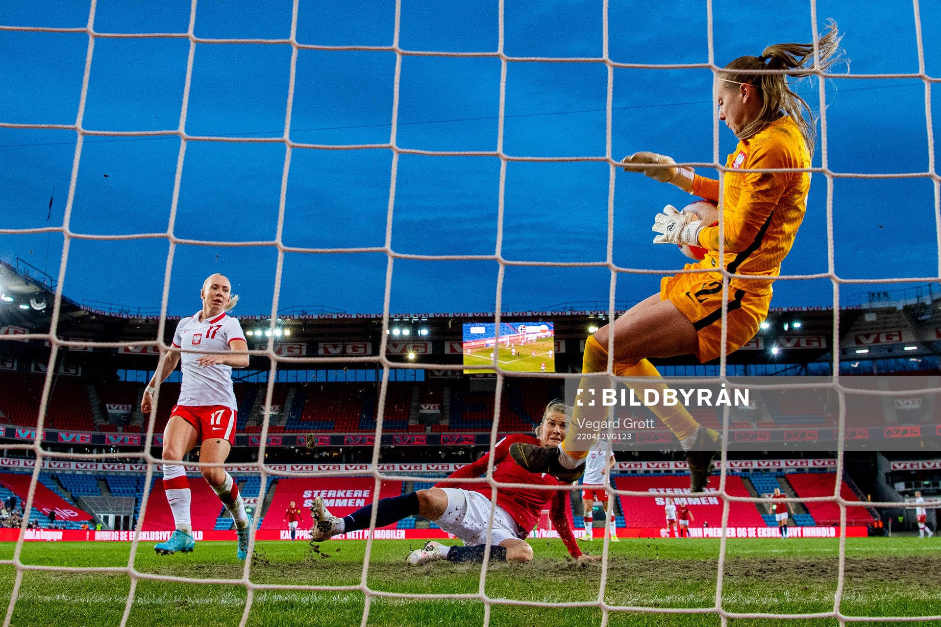 Ada Hegerberg of Norway sees her attempt being saved by
