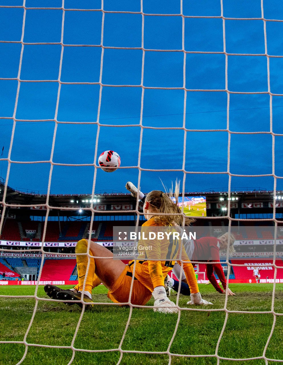 Ada Hegerberg of Norway sees her attempt being saved by