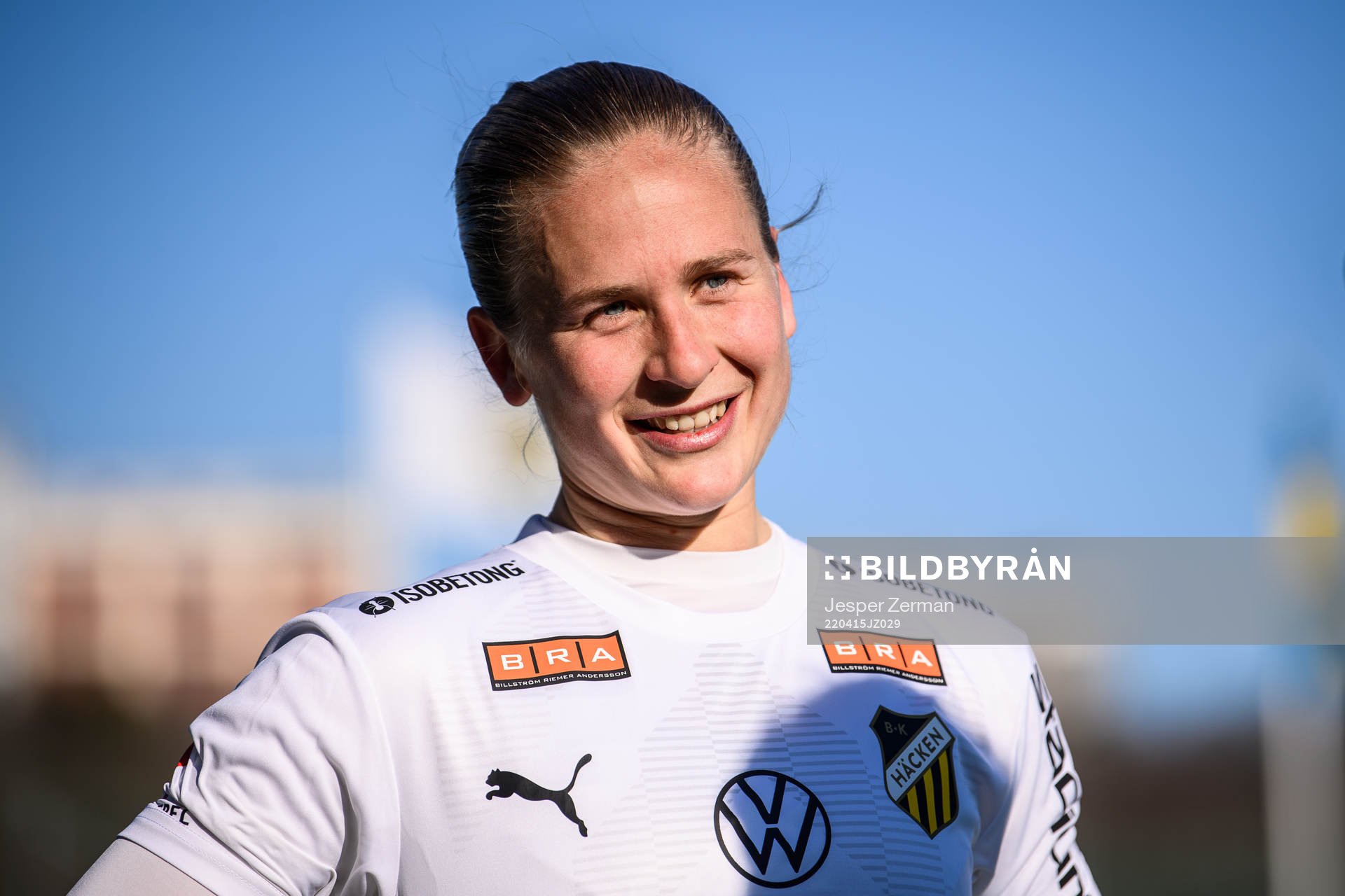 Häckens Filippa Curmark efter fotbollsmatchen i Damallsvenskan mellan AIK och Häcken den 15 april 2022 i Stockholm. 