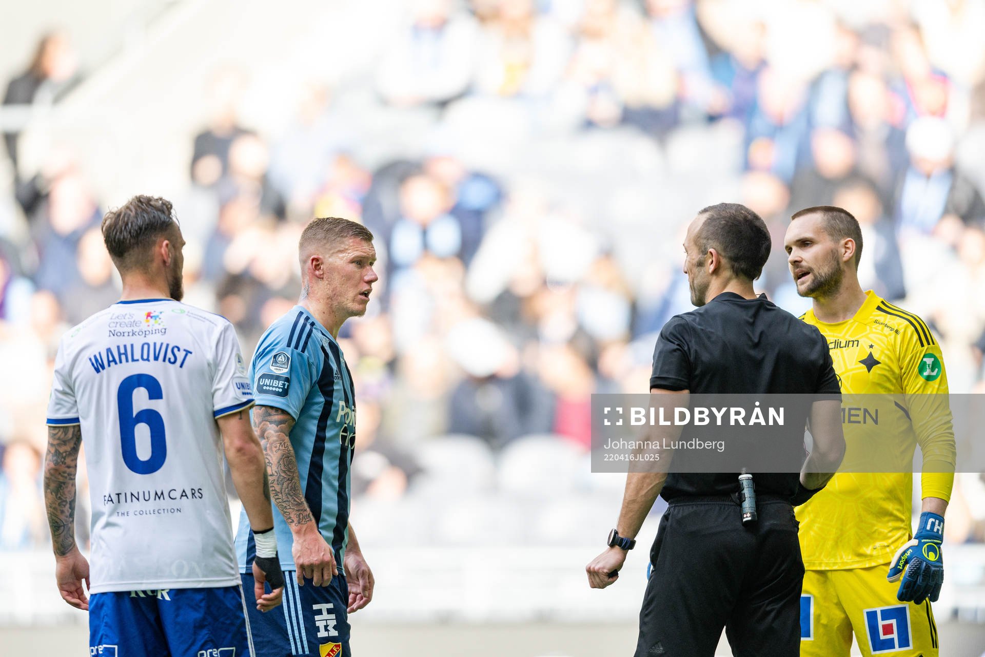 Djurgårdens Victor Edvardsen och IFK Norrköpings målvakt