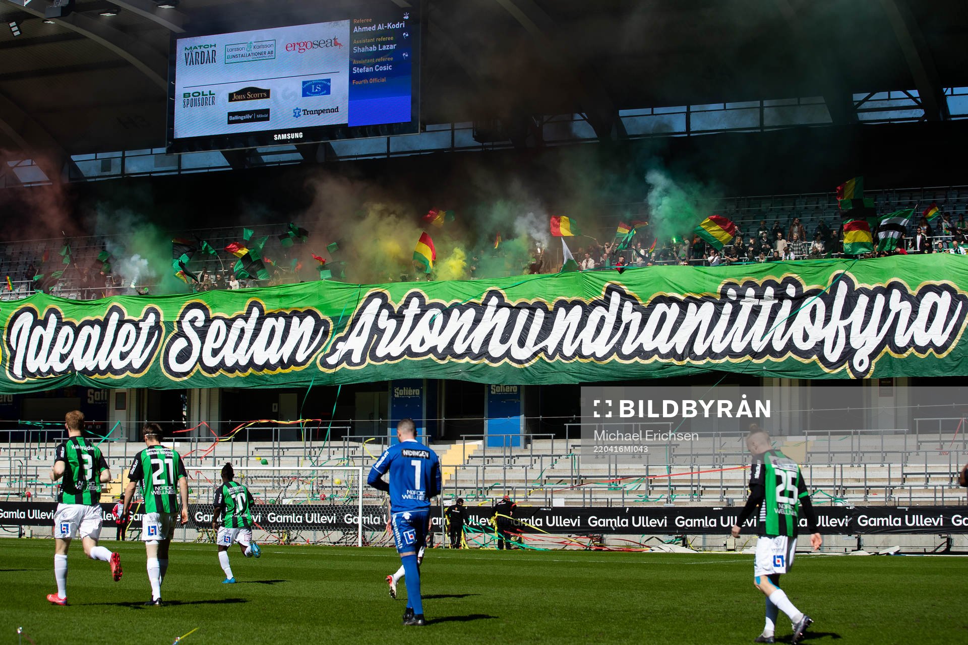 GAIS klack med Tifo innan fotbollsmatchen i Ettan Södra