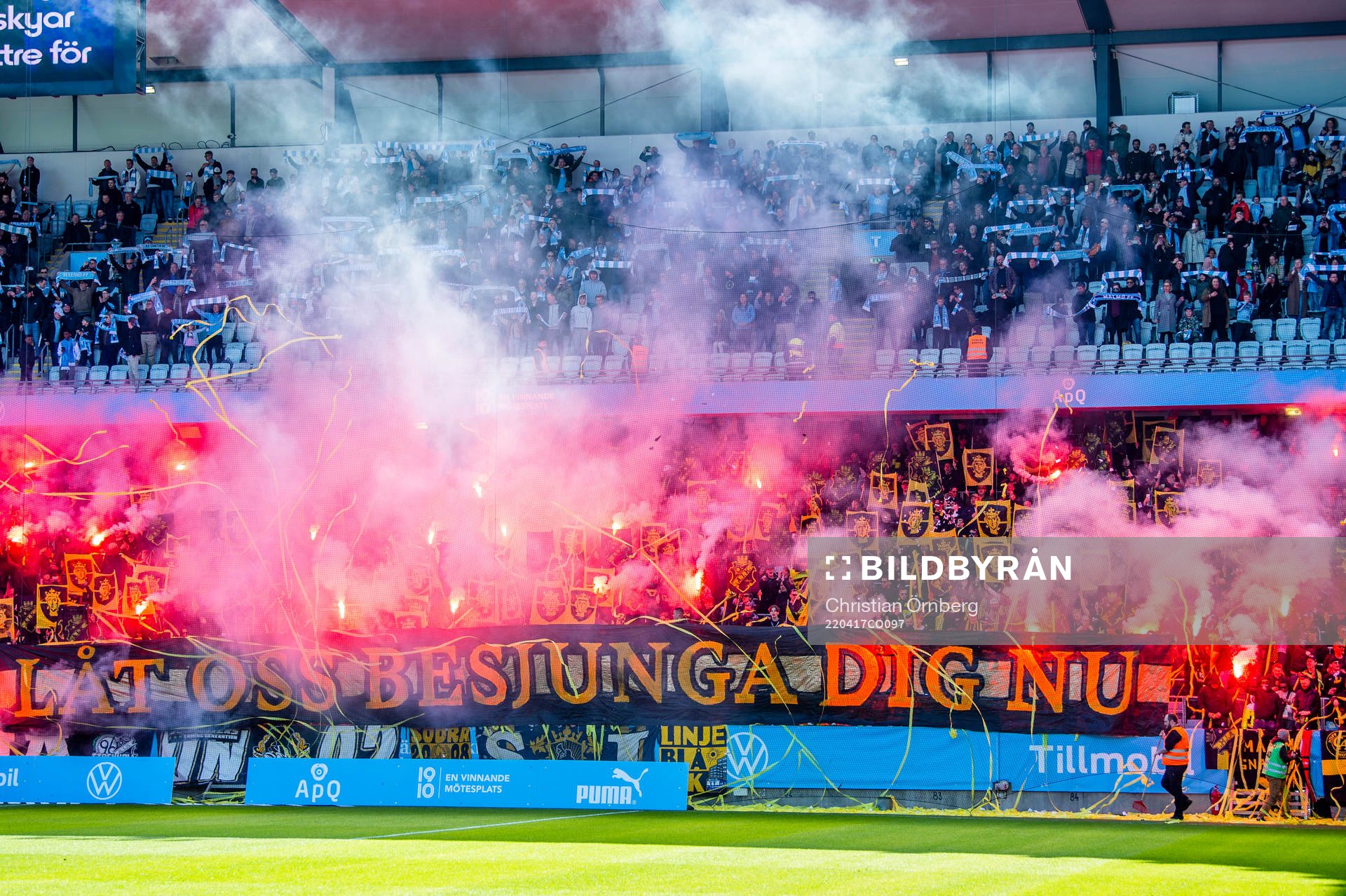 s supportrars tifo innan fotbollsmatchen i Allsvenskan