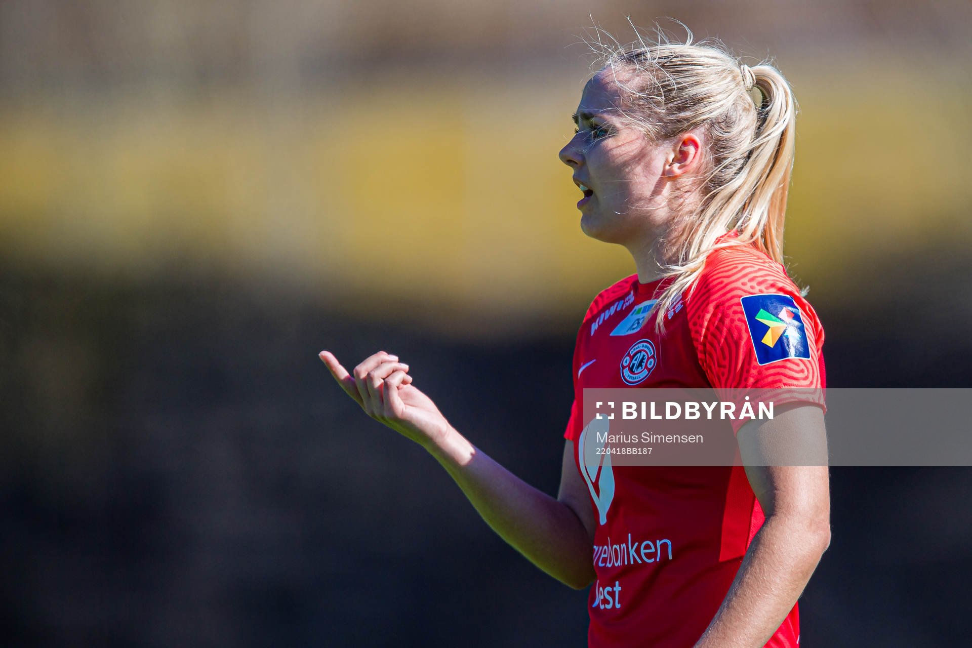 Kristina Herfindal Grøndal of Arna-Bjørnar during the Toppserien football match between Arna-Bjørnar and Vålerenga on April 18, 2022 in Arna.