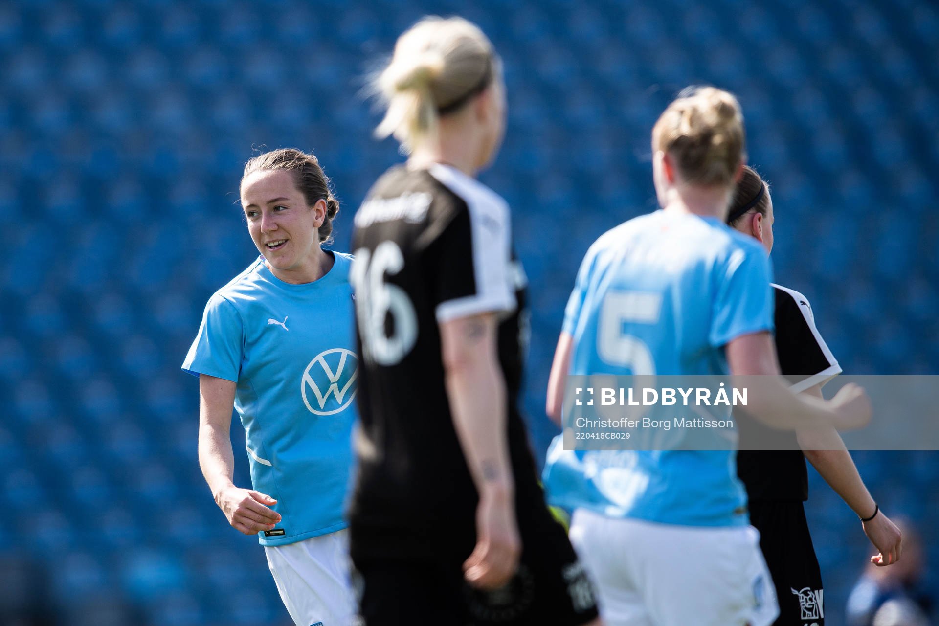Malmö FFs Anna Plantin jublar efter 3-0 under fotbollsmatchen i damernas Division 2 Södra Götaland mellan Malmö FF och Hammenhögs IF den 18 april 2022 i Malmö.