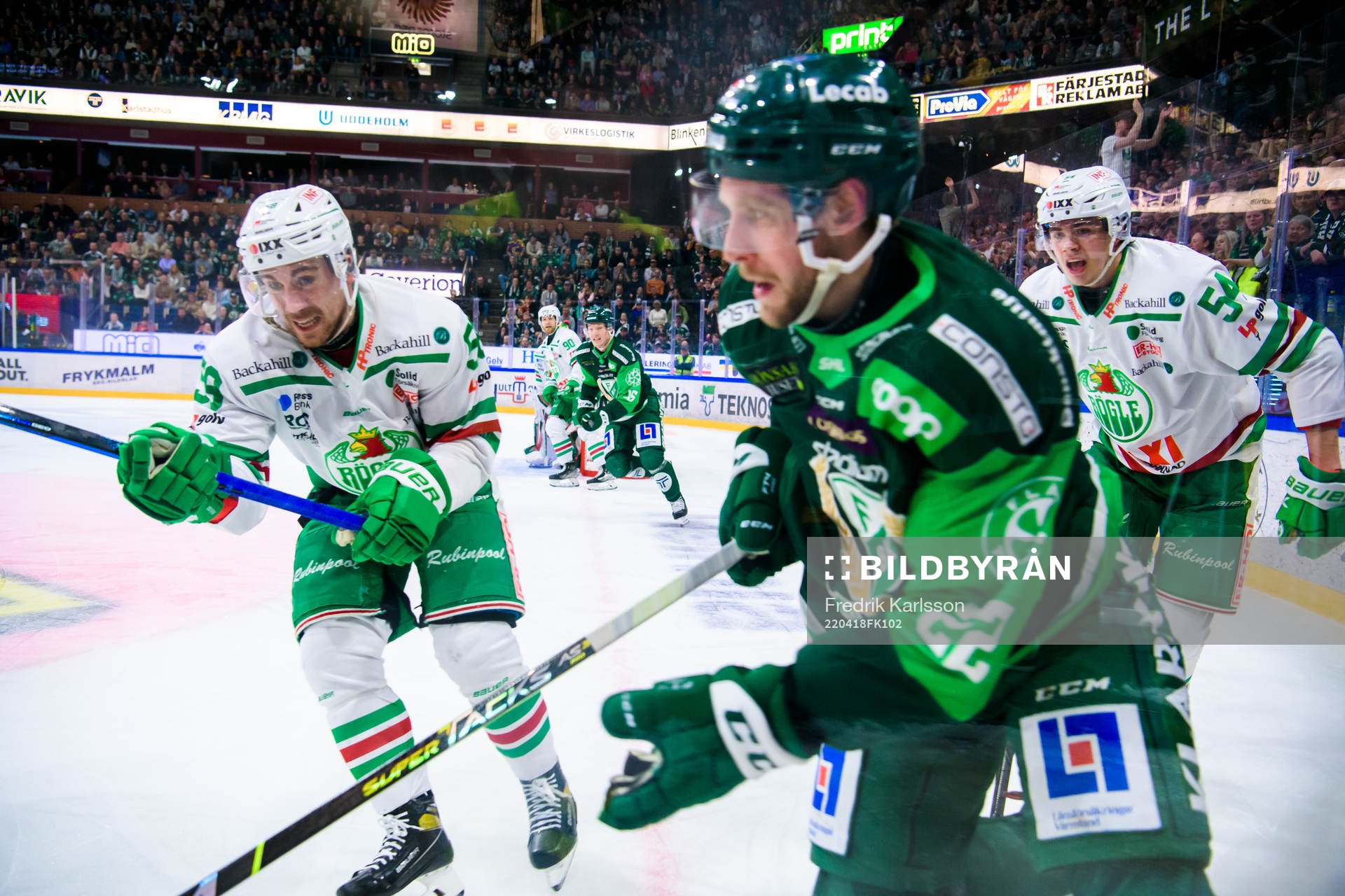 Rögles Ryan McKiernan, Färjestads Per Åslund och Rögles