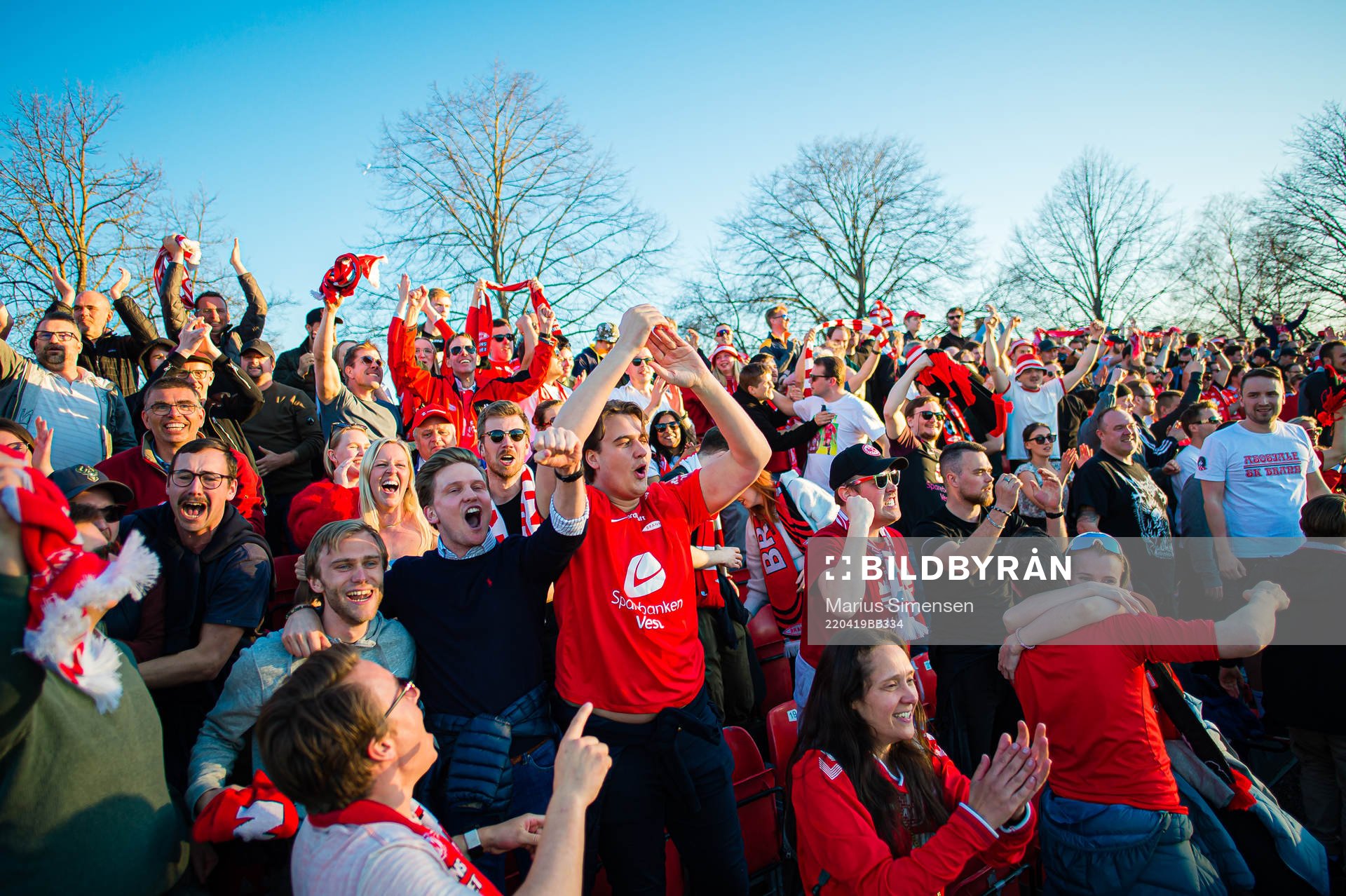 Spectators in the stands celebrates