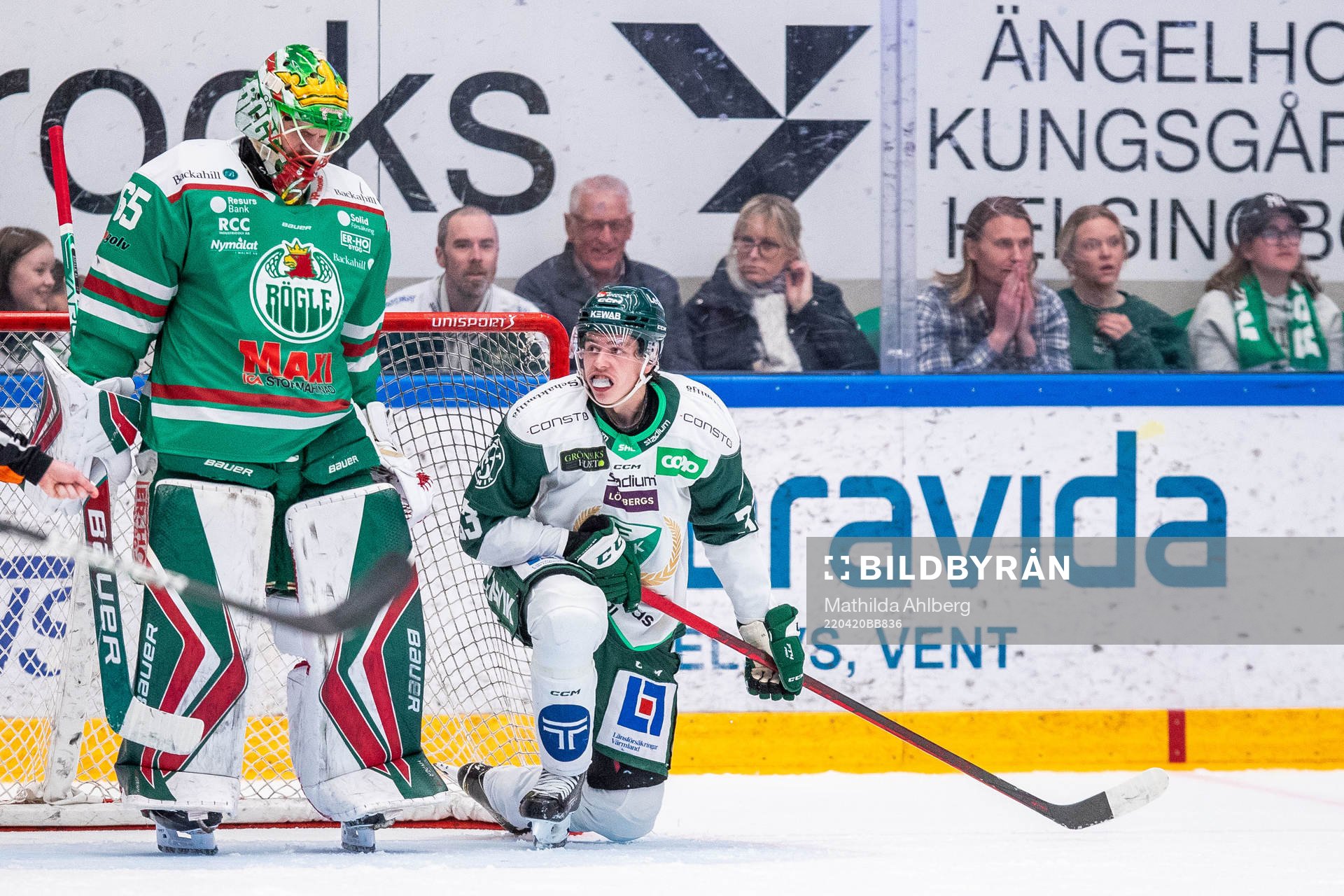 Rögles målvakt Christoffer Rifalk och Färjestads Albert