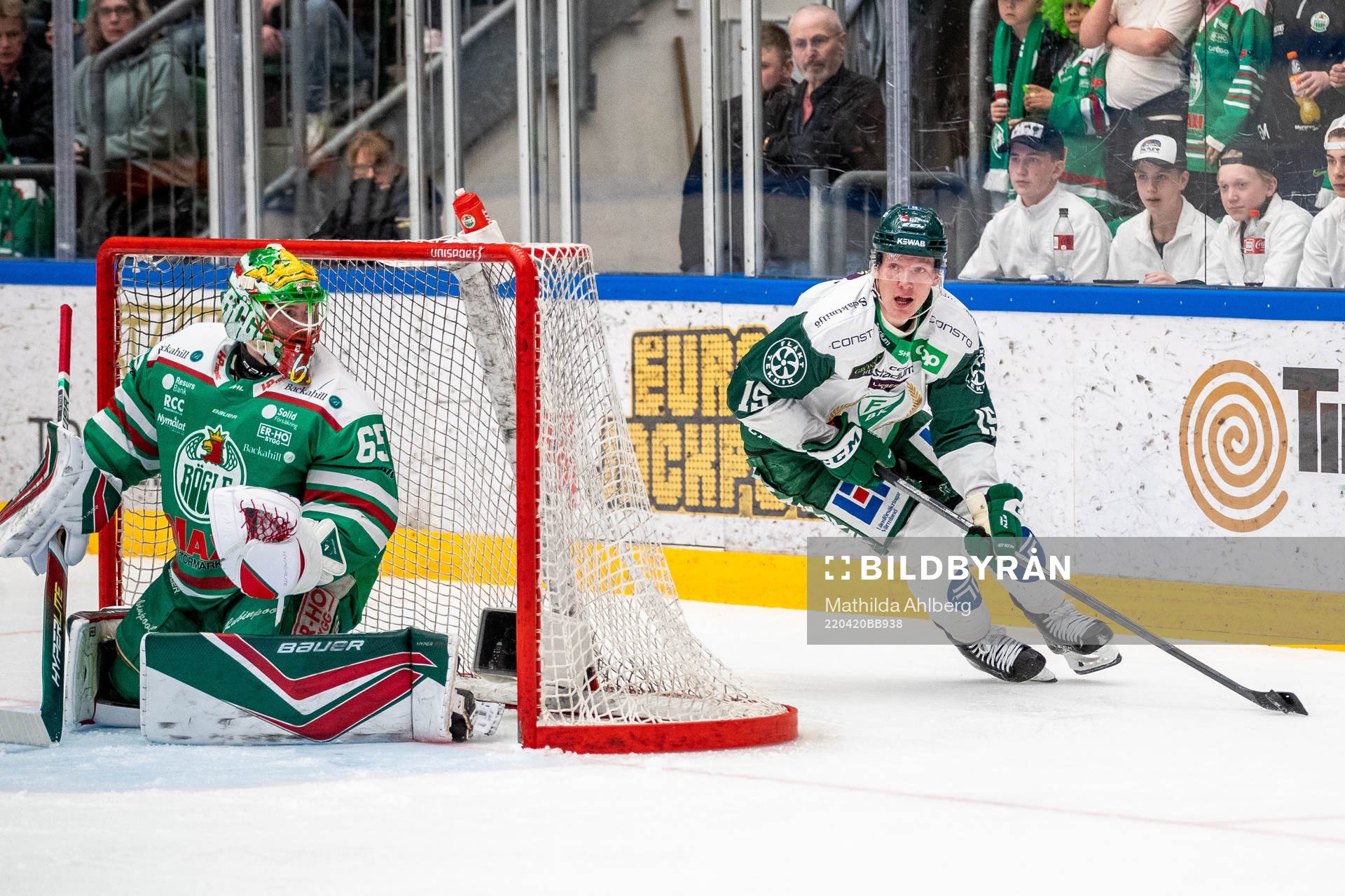 Rögles målvakt Christoffer Rifalk och Färjestads Gustav