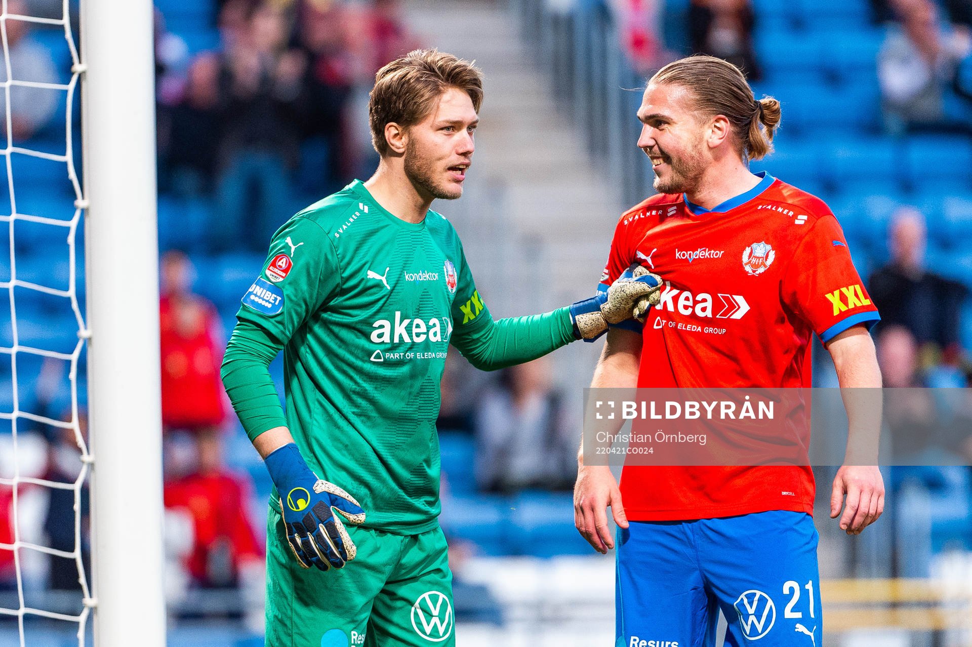 Helsingborgs målvakt Kalle Joelsson och Charlie Weberg