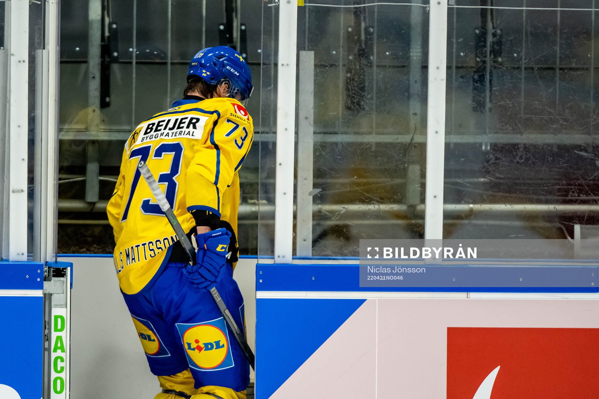Adam  Ollas Mattsson of Sweden in the peneltybox