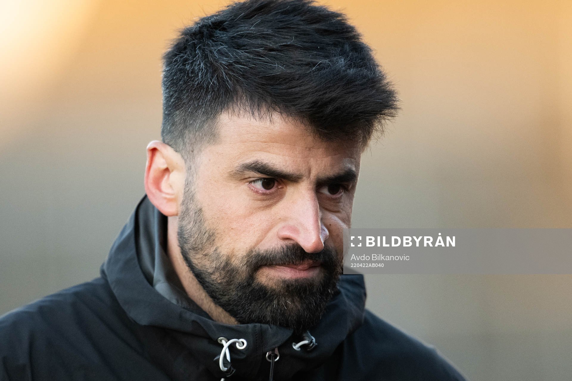 Olympics Tränare Mesut Meral under fotbollsmatchen i Ettan södra mellan IFK Malmö och BK Olympic den 22 april 2022 i Malmö. 