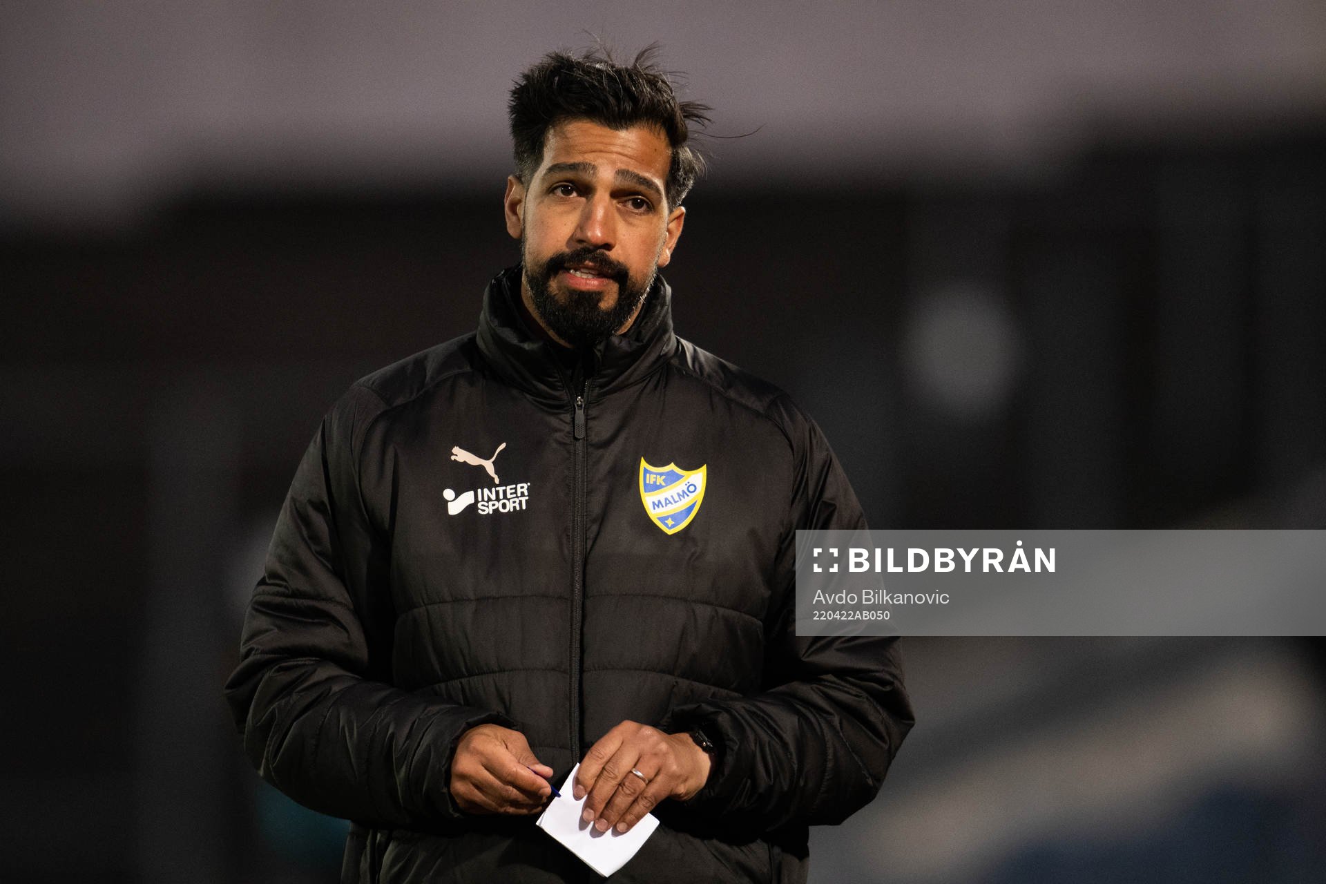 IFK Malmös tränare Firat Sahan under fotbollsmatchen i Ettan södra mellan IFK Malmö och BK Olympic den 22 april 2022 i Malmö. 