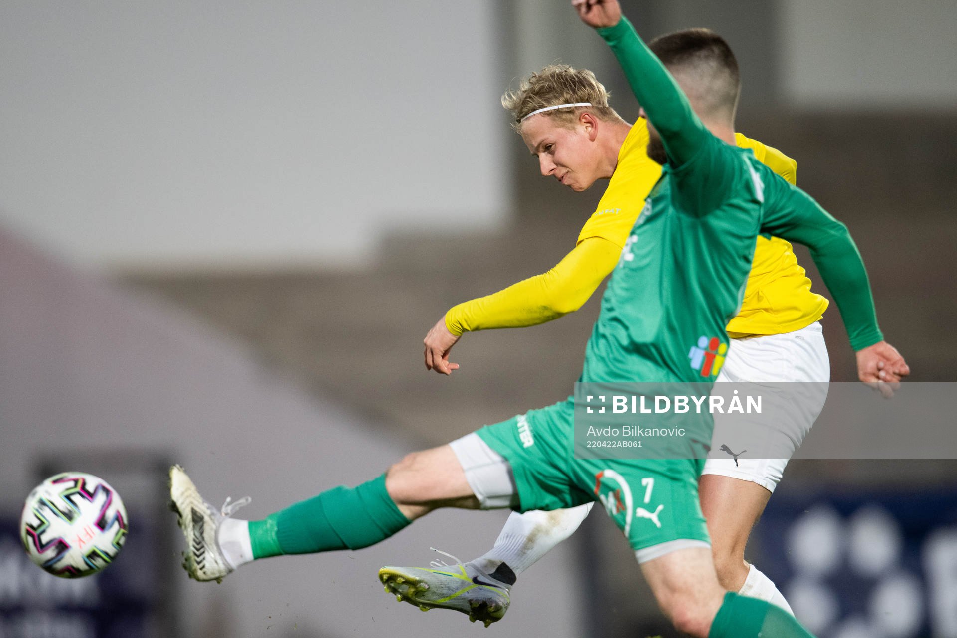 IFK Malmös Jakob Andersson under fotbollsmatchen i Ettan södra mellan IFK Malmö och BK Olympic den 22 april 2022 i Malmö. 