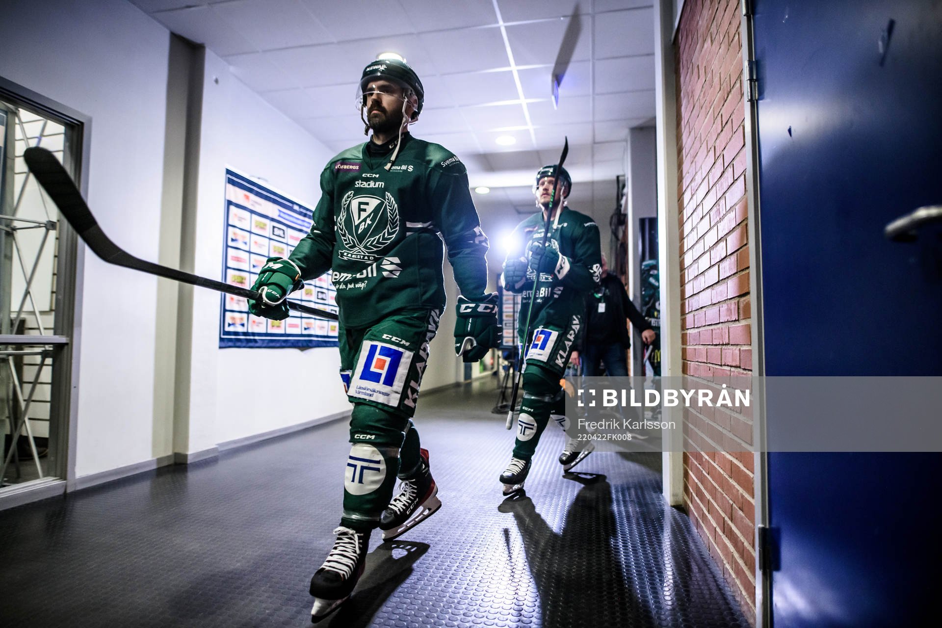 Färjestads Martin Johansson och Jacob de la Rose på väg