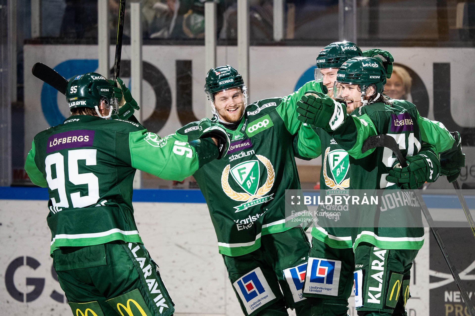 Färjestads Jacob de la Rose, Adam Ginning, Victor Ejdsell