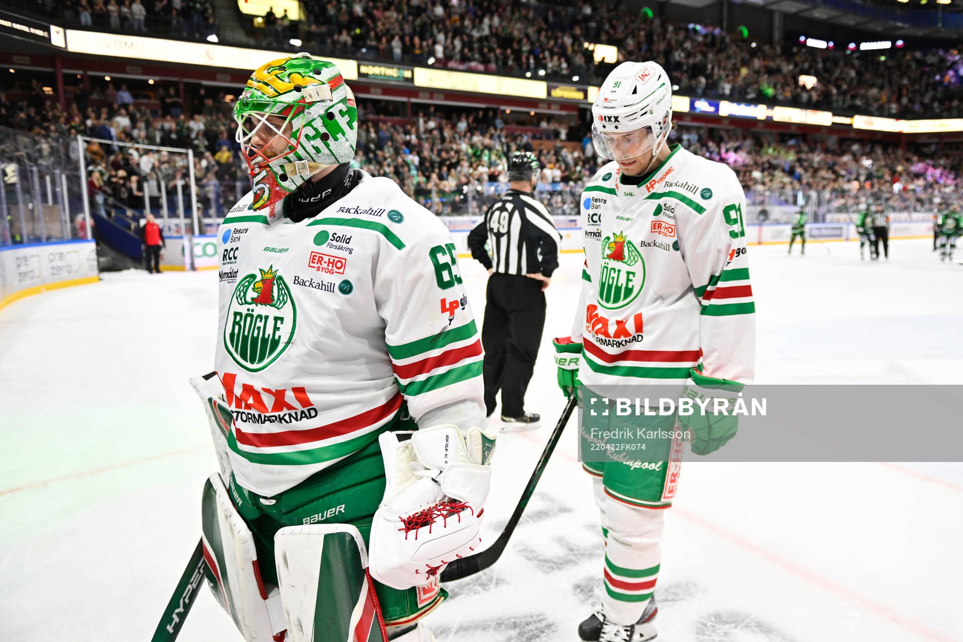Rögles målvakt Christoffer Rifalk och Adam Tambellini