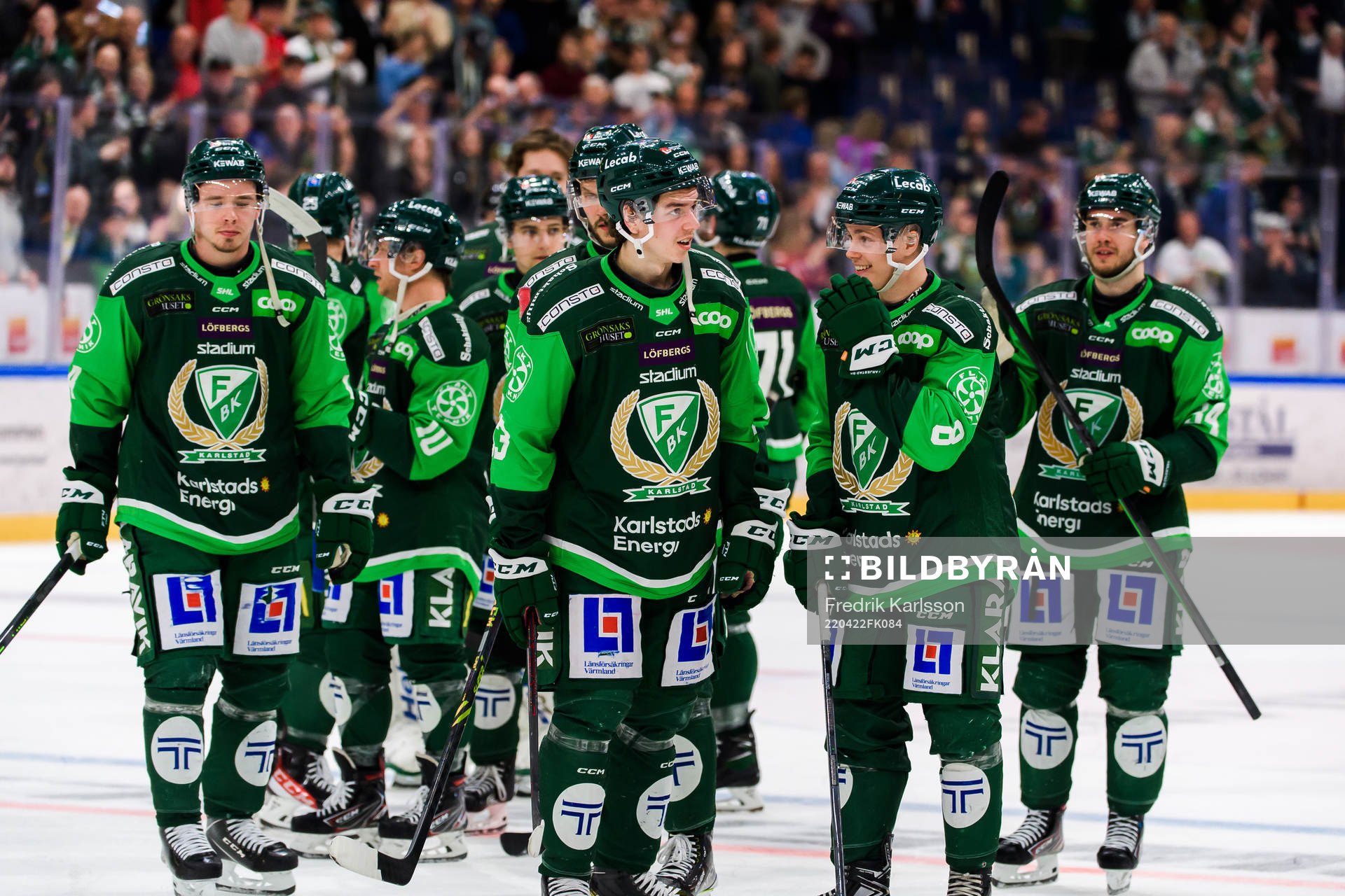 Färjestads spelare jublar
