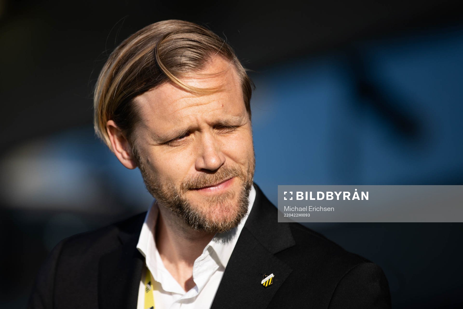 Häckens klubbchef Marcus Jodin innan fotbollsmatchen i