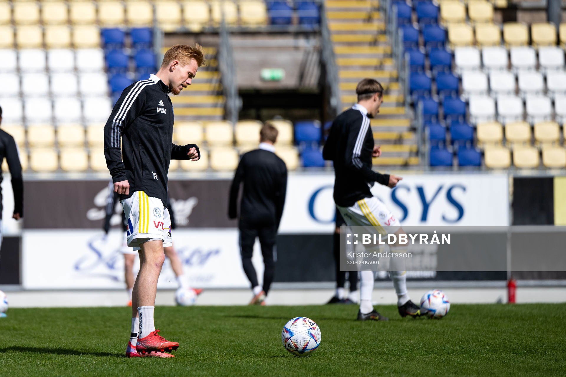 Falkenbergs Linus Borgström före fotbollsmatchen i Ettan