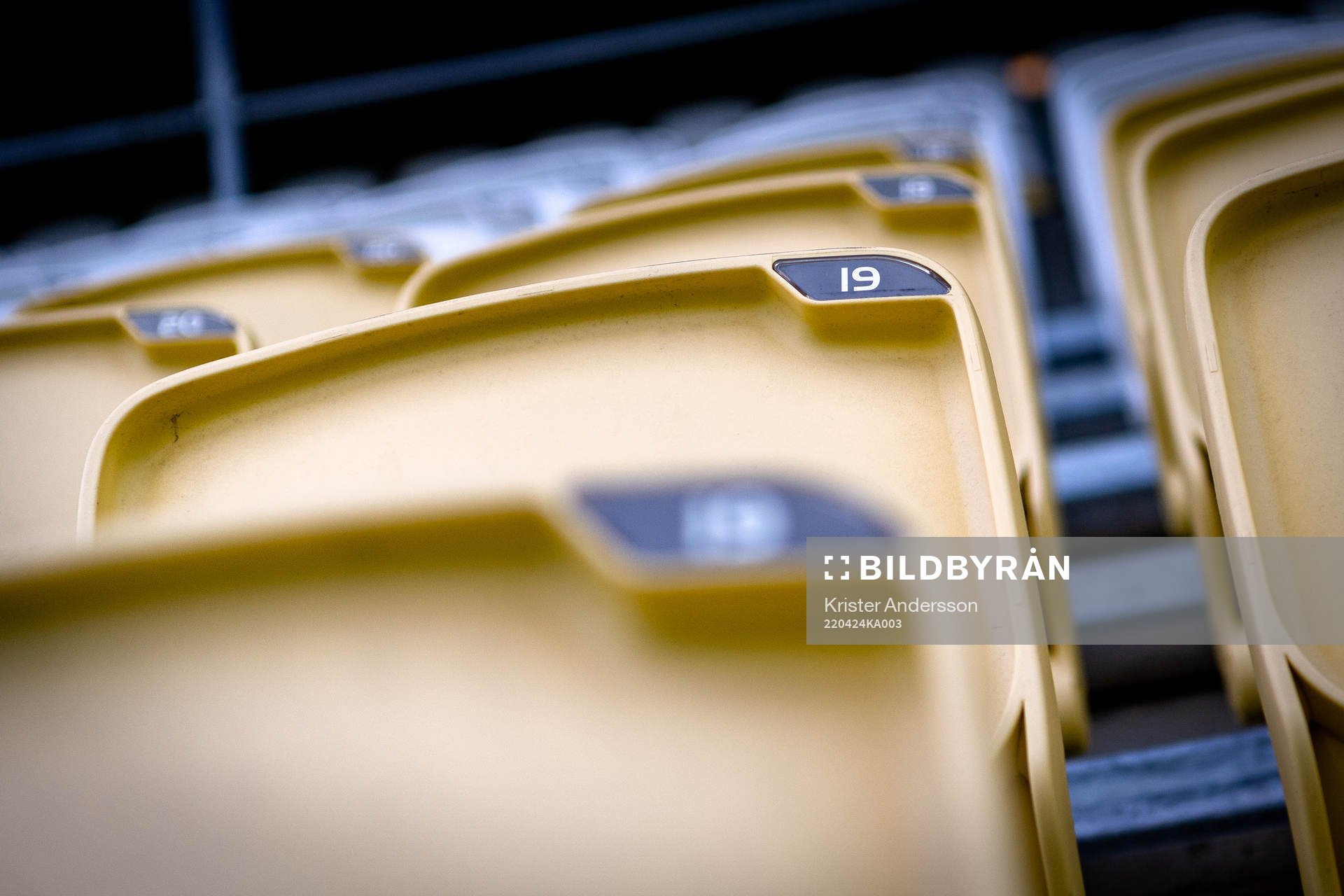 Stol nummer 19 före fotbollsmatchen i Ettan södra mellan