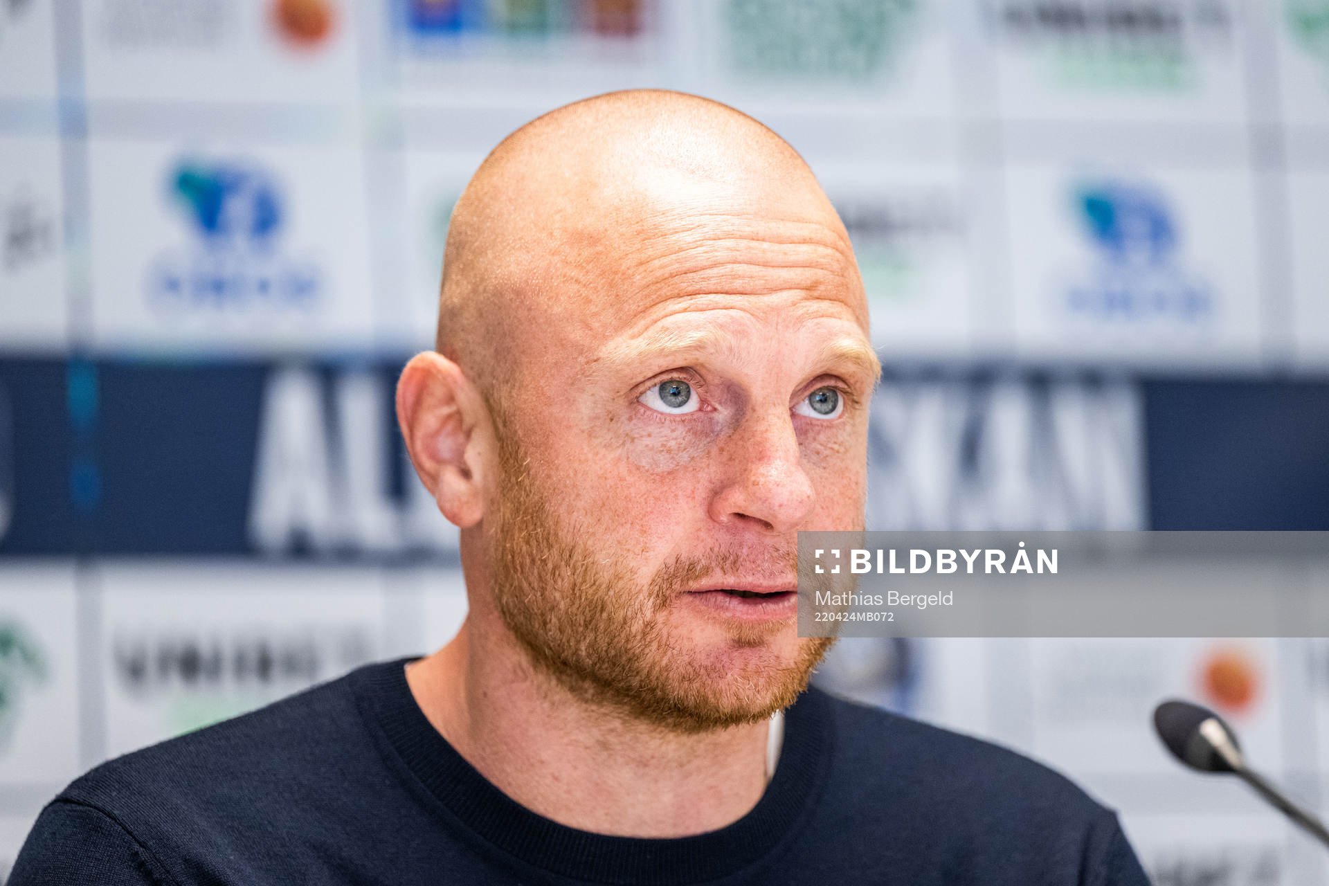 Mjällbys tränare Andreas Brännström på presskonferensen