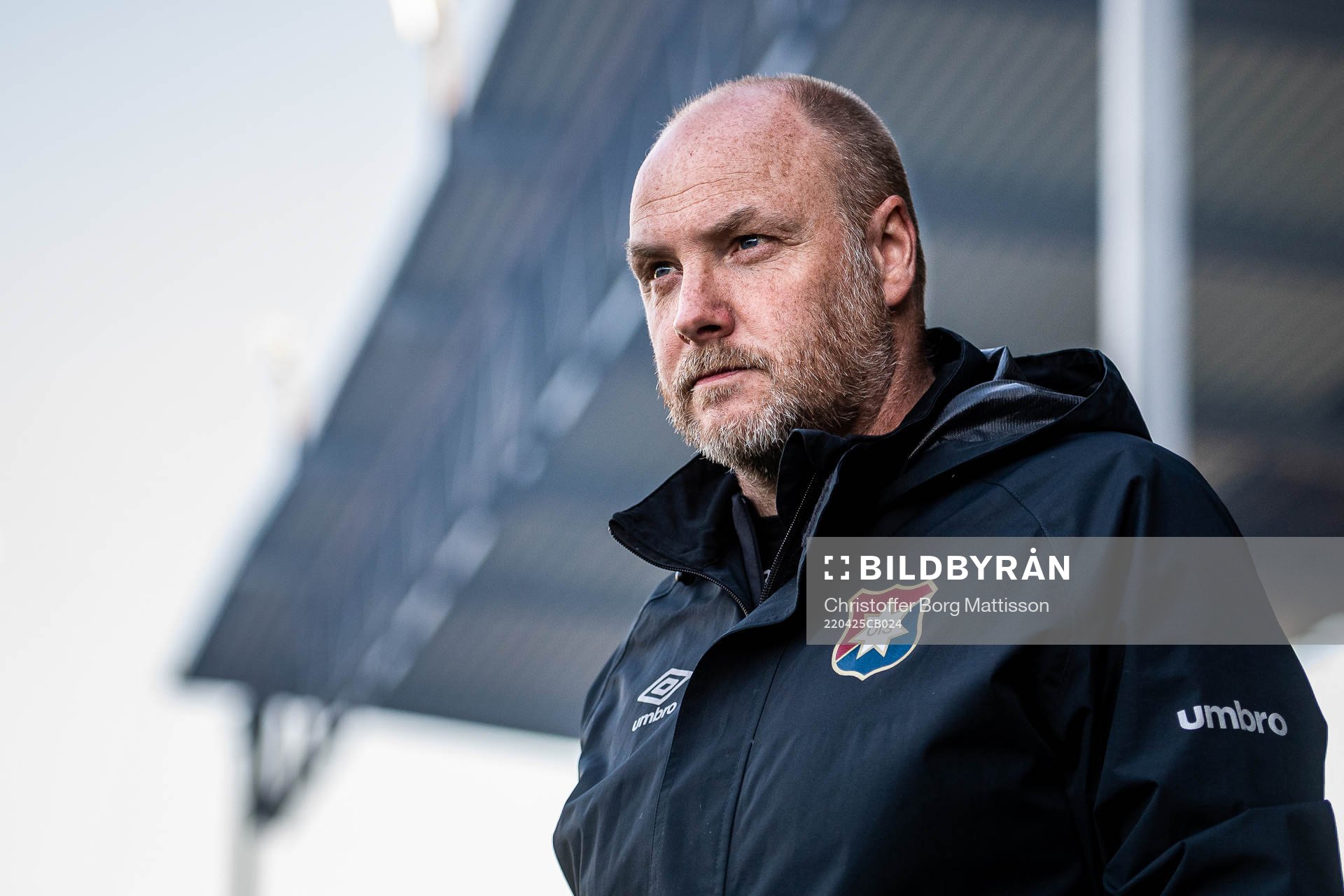 Örgrytes tränare Dane Ivarsson under fotbollsmatchen i Superettan mellan Landskrona och Örgryte den 25 april 2022 i Landskrona.