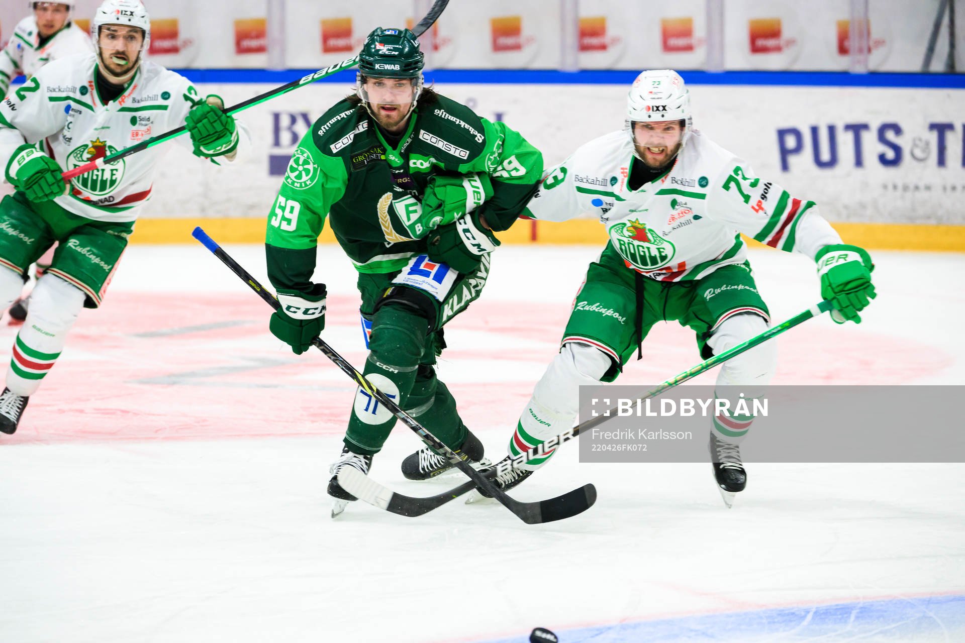 Färjestads Linus Johansson och Rögles Valtteri Kemiläinen