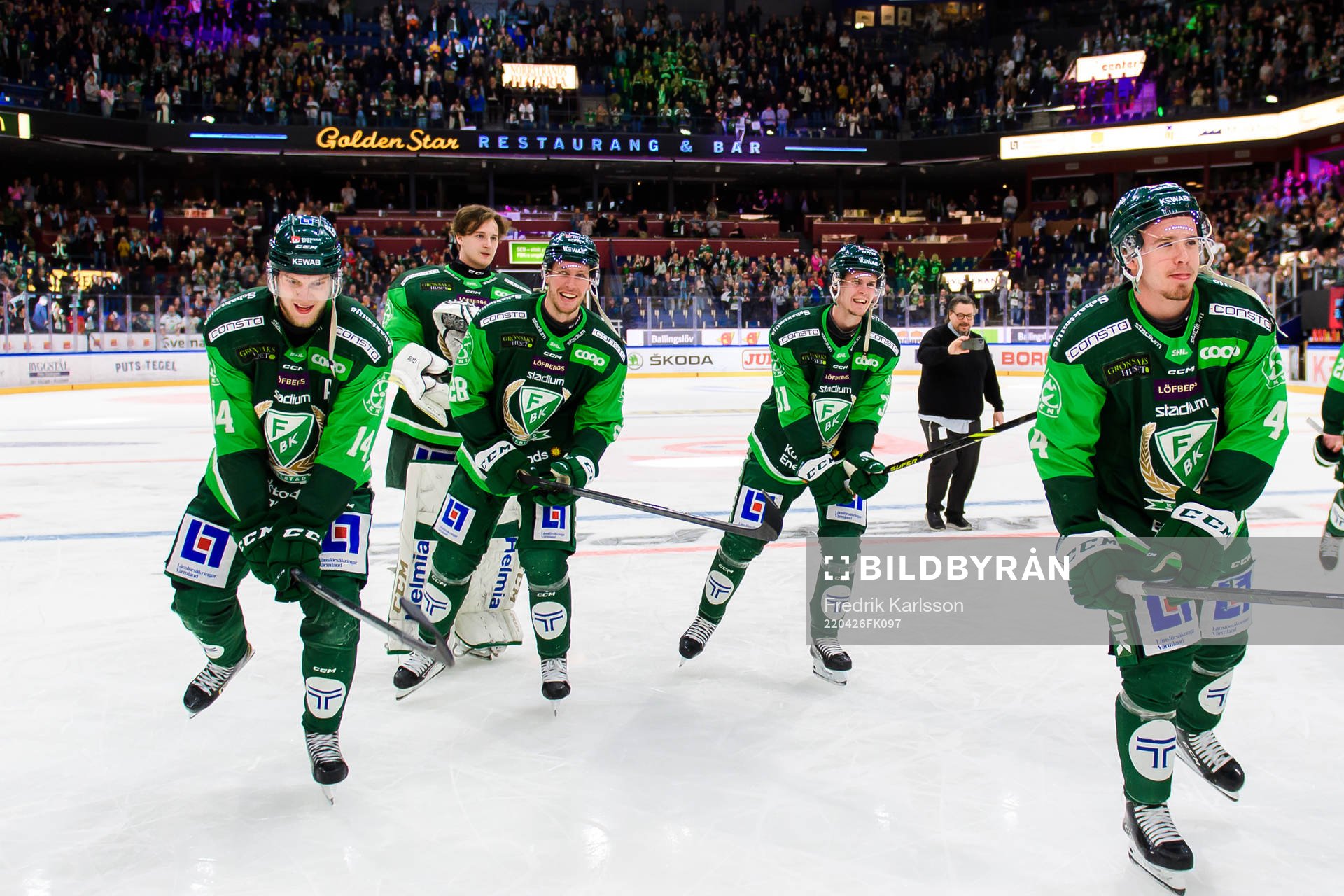 Färjestads Victor Ejdsell, Mattias Göransson, Carl