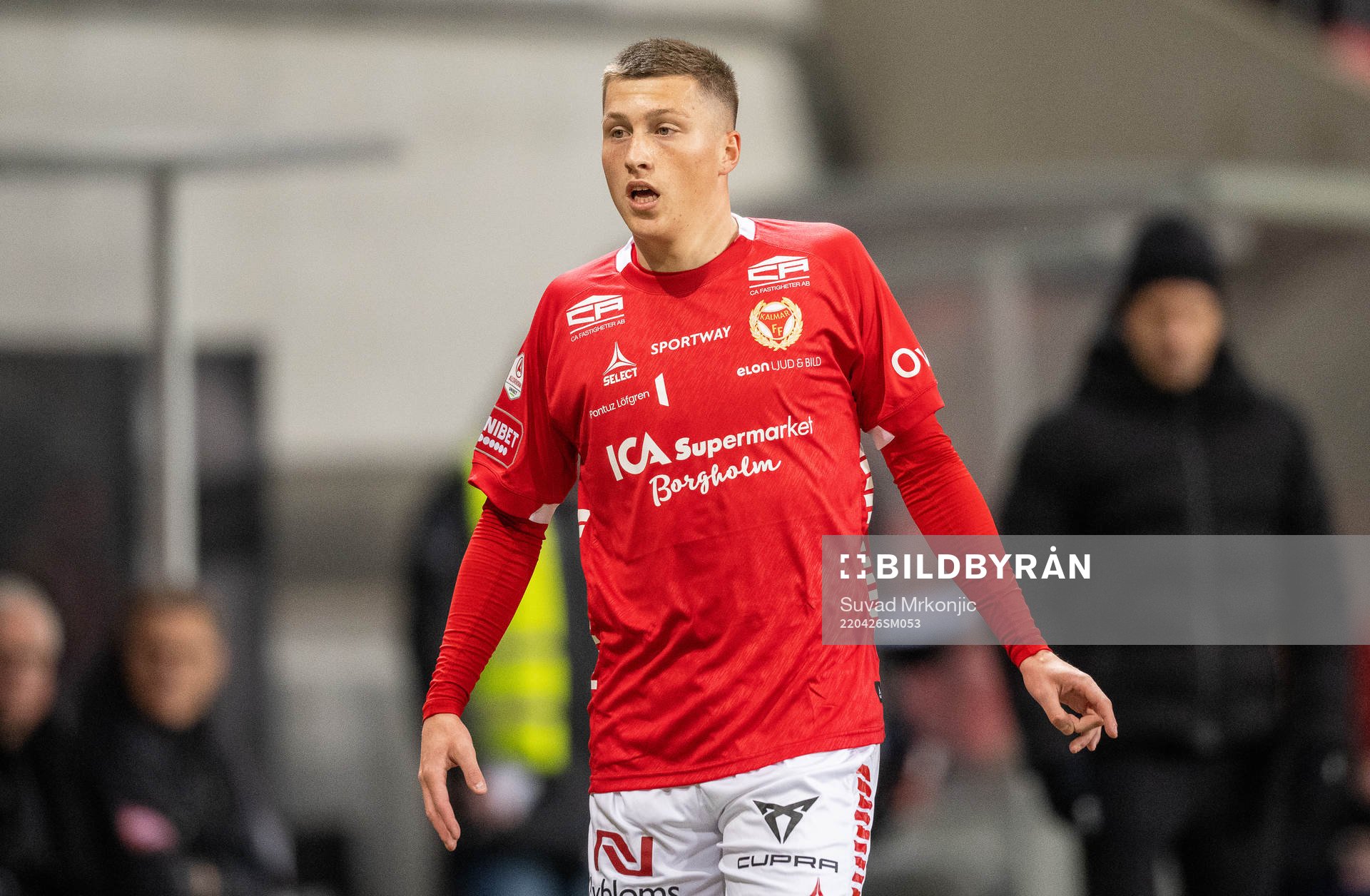 Kalmars Kevin Jensen under fotbollsmatchen i Allsvenskan mellan Kalmar och IFK Norrköping den 26 april 2022 i Kalmar. 