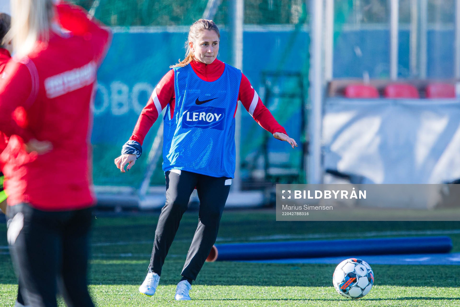 Ingrid Ryland of Brann warms up