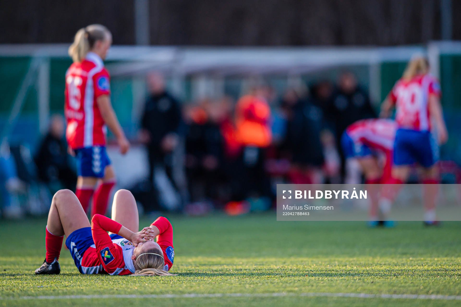 Julie Aune Jorde of Lyn looks dejected