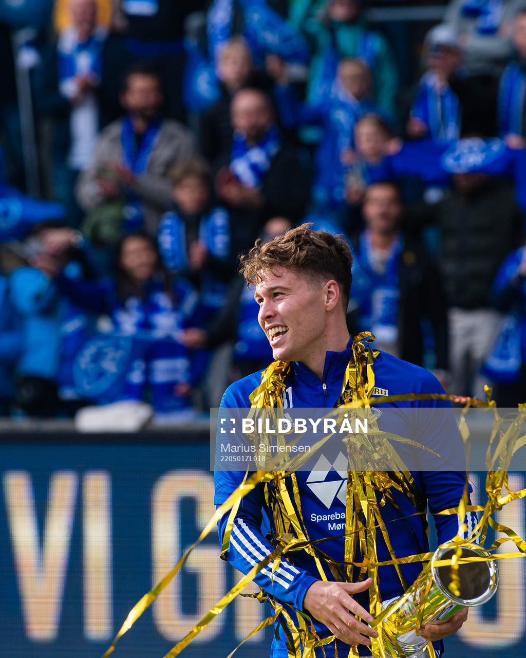 Emil Varhaugvik Breivik of Molde celebrates with the trophy
