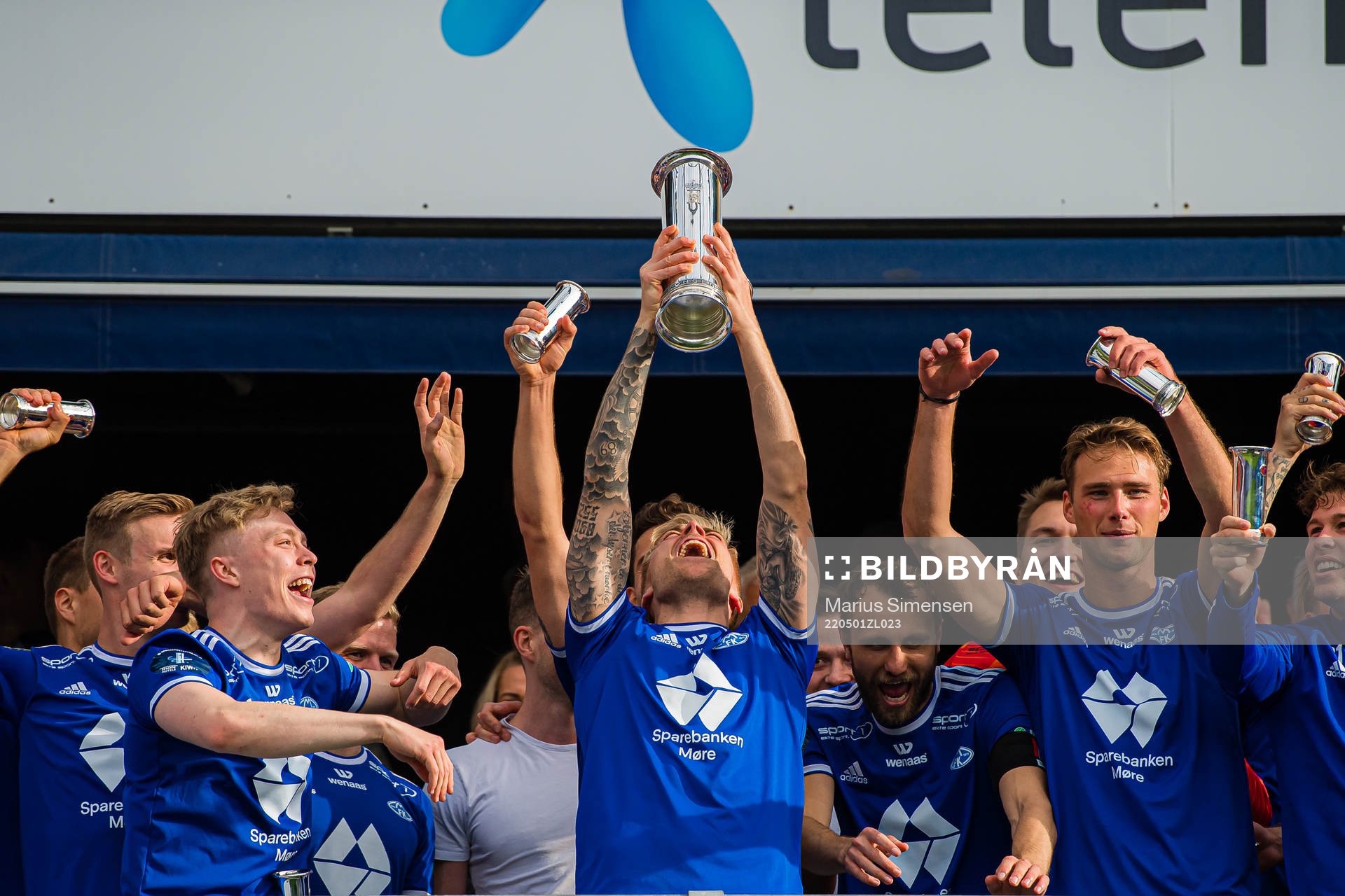 Eirik Ulland Andersen of Molde celebrates with the trophy