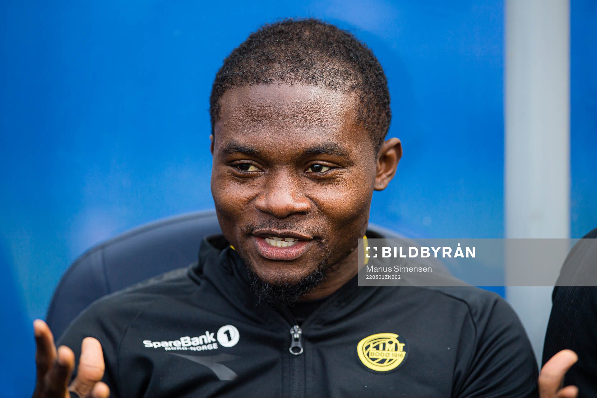 Gilbert Koomson of Bodø/Glimt ahead of the cup final between Bodø/Glimt and Molde on May 1, 2022 in Oslo.