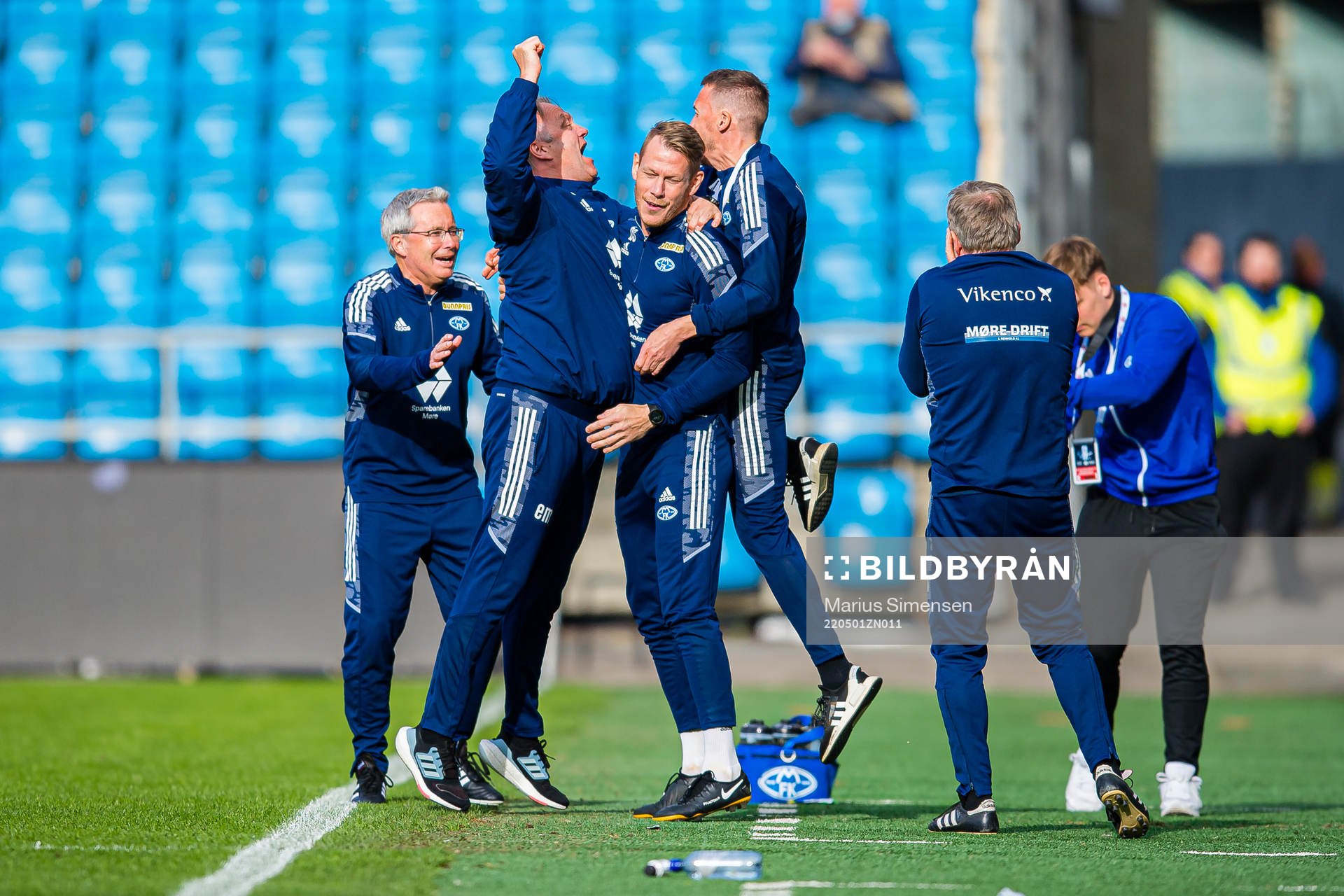 Erling Moe, head coach of Molde, celebrates at the final
