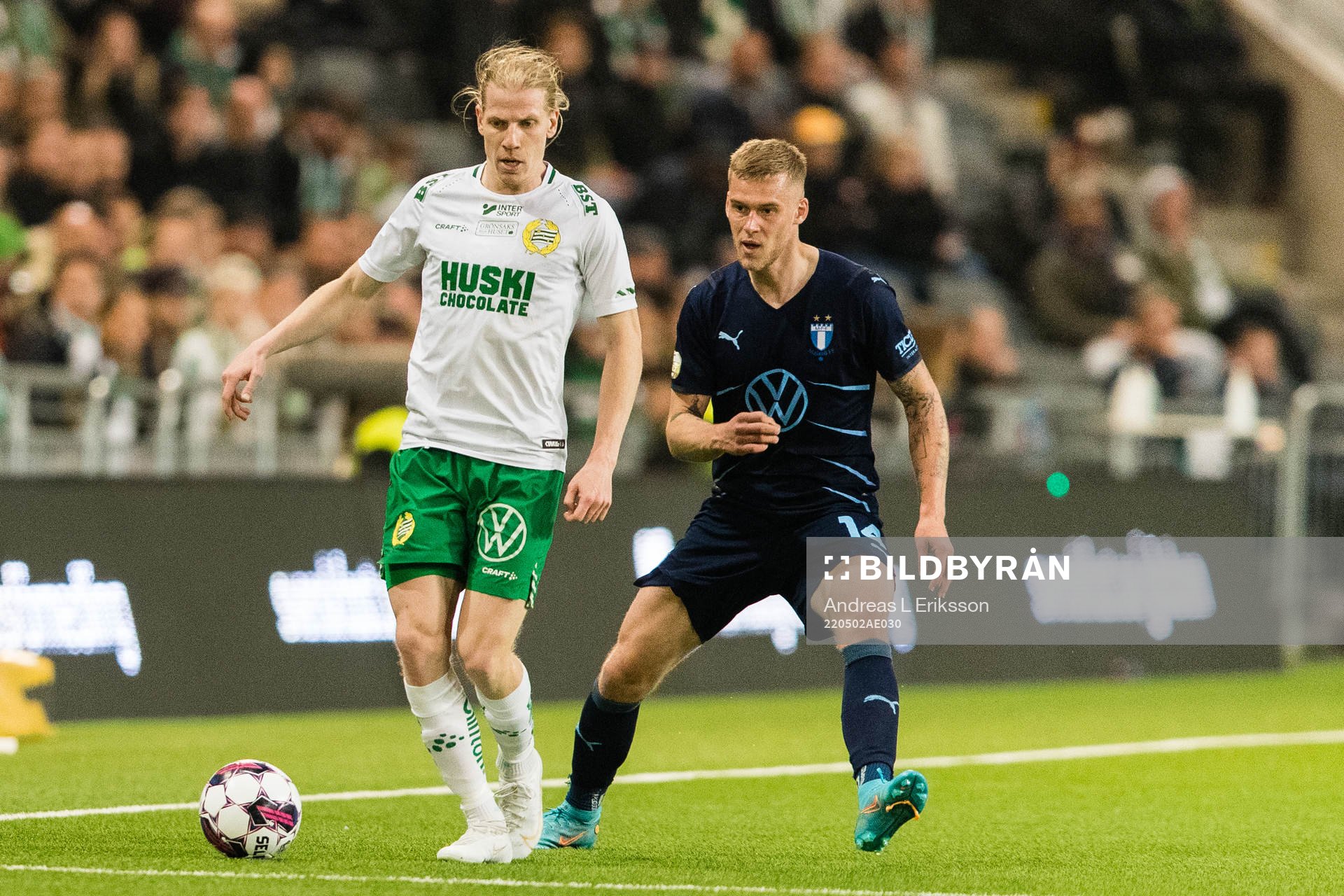 Hammarbys Gustav Ludwigson och Malmö FFs Felix Beijmo