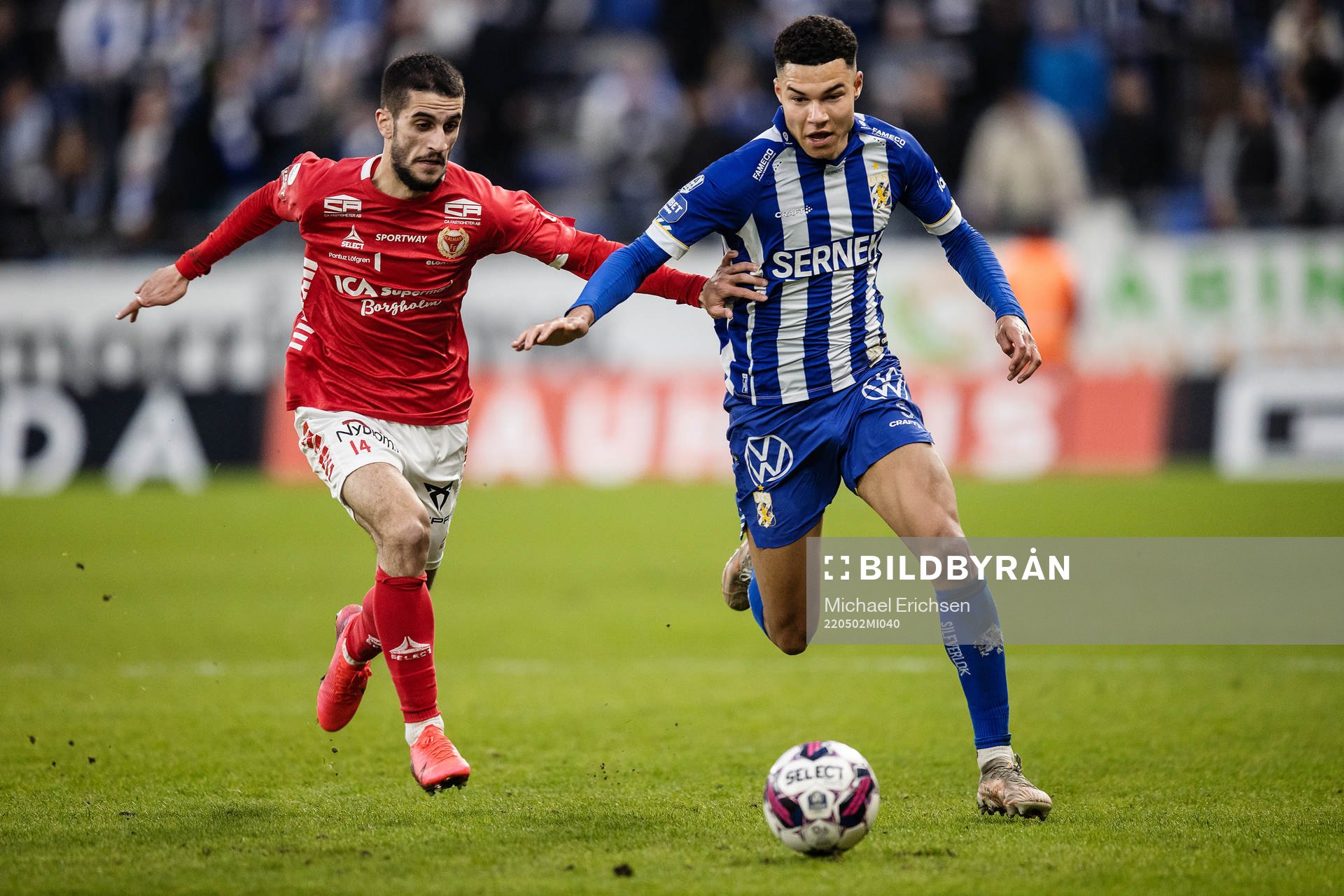 Kalmars Noah Shamoun och IFK Göteborgs Alexander Jallow