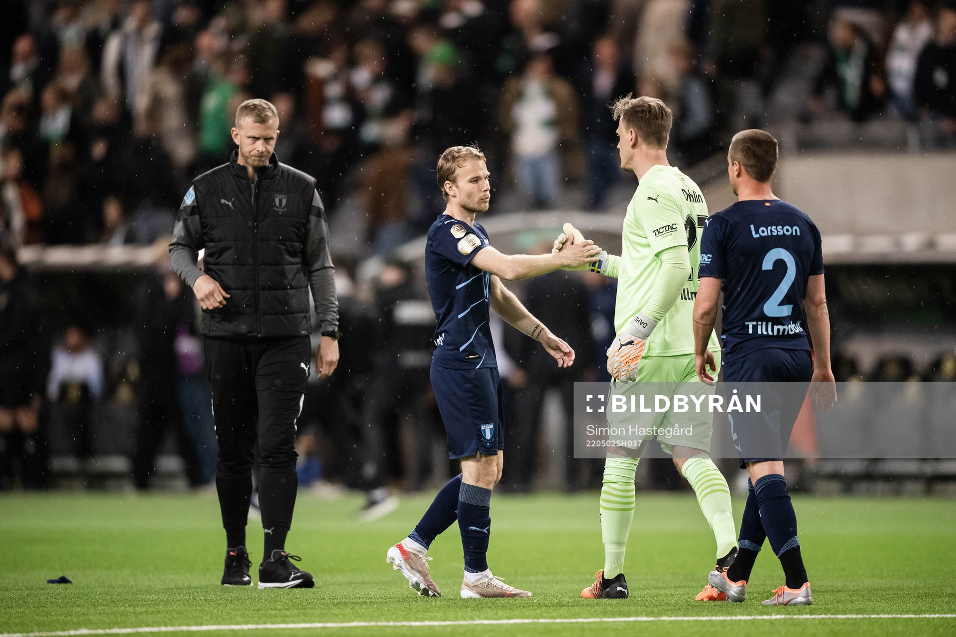 Malmö FFs Oscar Lewicki, målvakt Johan Dahlin och Eric