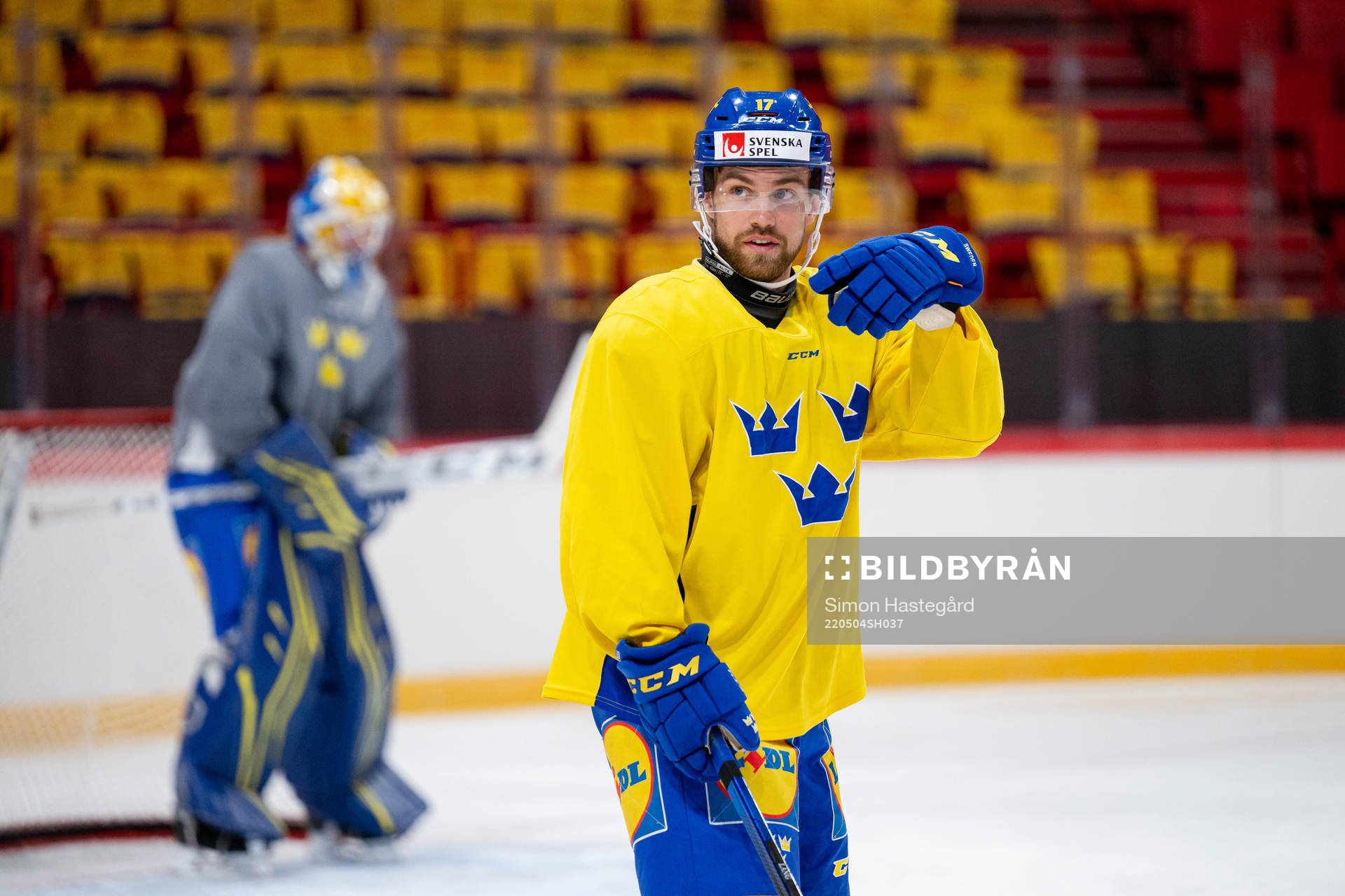 Oskar Lang of the Swedish national ice hockey team