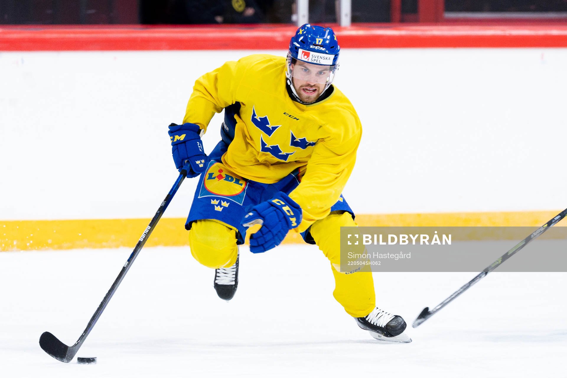 Oskar Lang of the Swedish national ice hockey team
