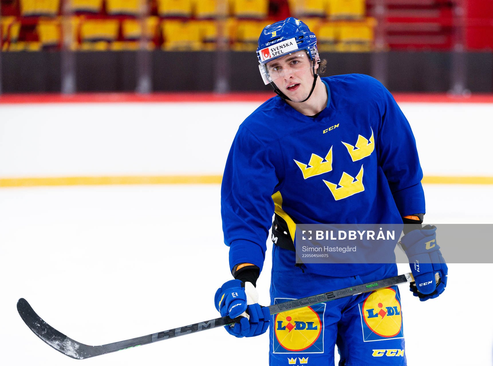 Linus Karlsson of the Swedish national ice hockey team