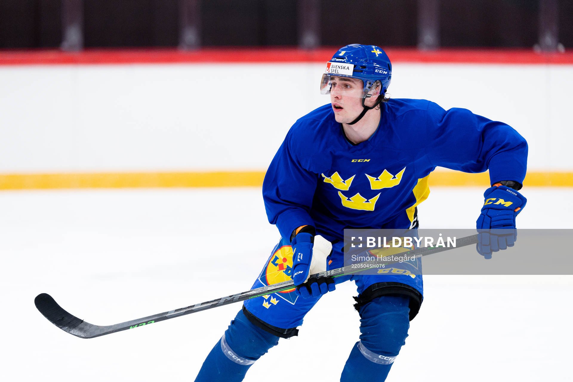 Linus Karlsson of the Swedish national ice hockey team