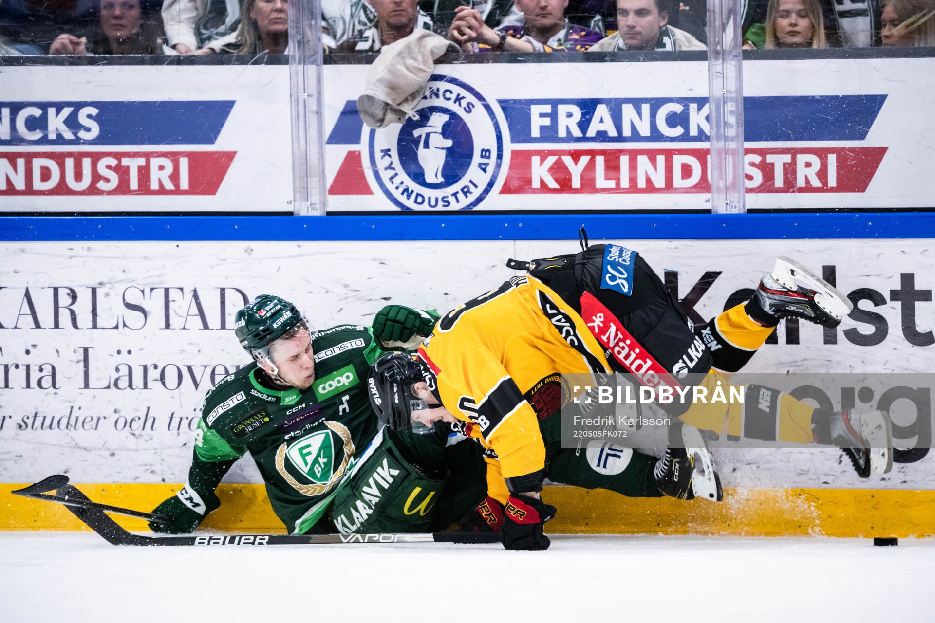Färjestads Victor Ejdsell och Luleås Julius Honka