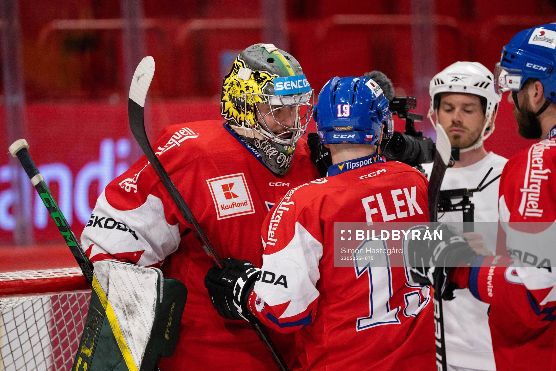 Goalkeeper Marek Langhammer of Czech Republic celebrates