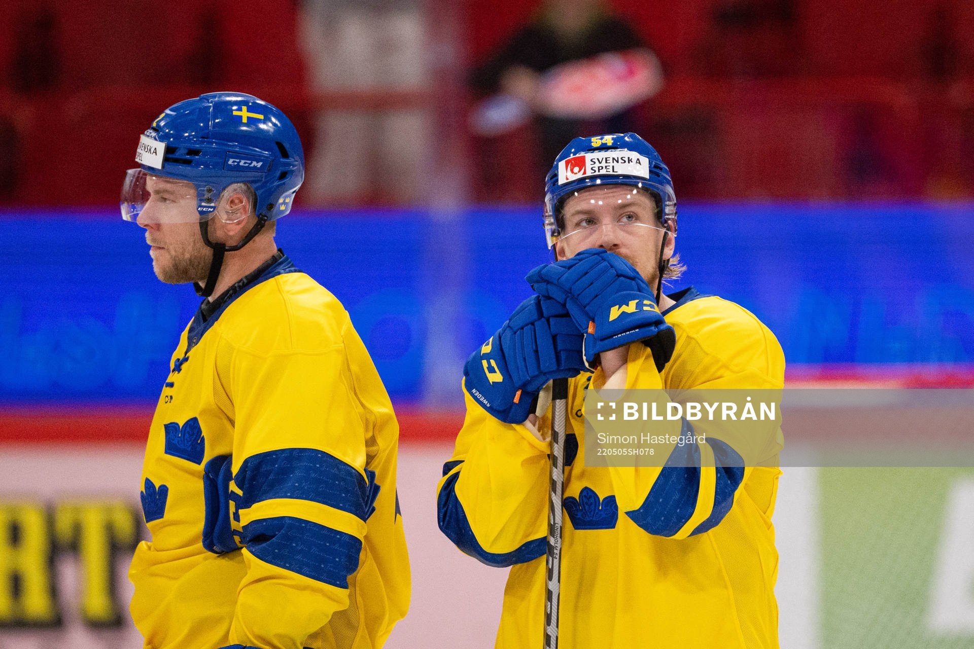 Christian Folin and Anton Lindholm of Sweden  look dejected