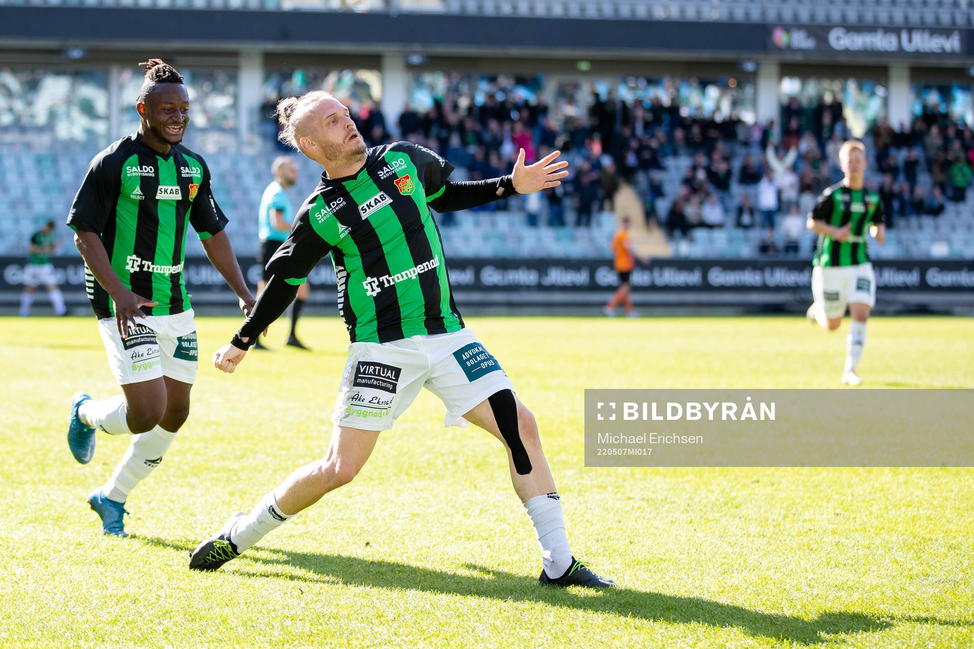 GAIS Jonas Lindberg jublar efter 2-1 under fotbollsmatchen i Ettan södra mellan GAIS och Torn den 7 maj 2022 i Göteborg. 