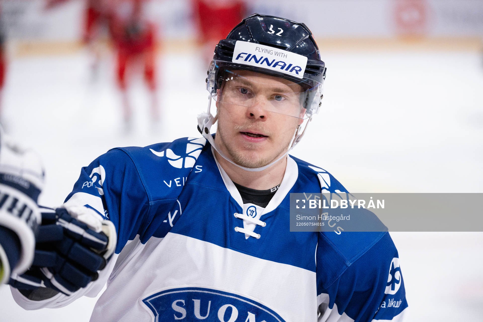 Petrus Palmu of Finland celebrates the 1-2 goal
